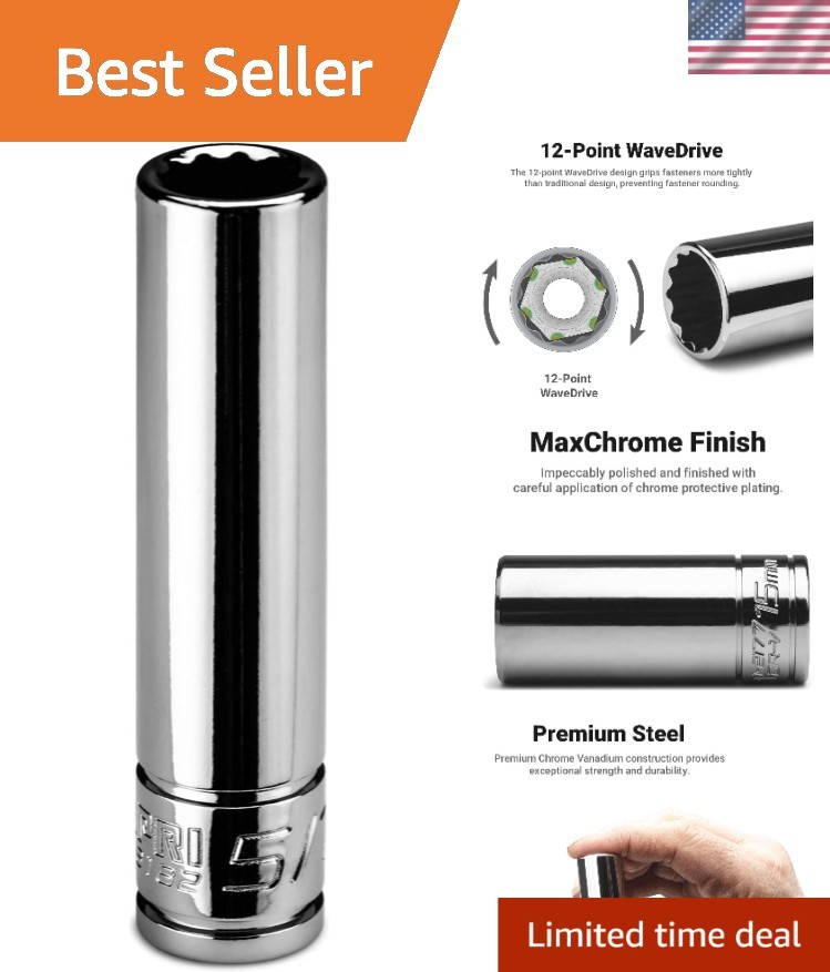 5/16 in. Deep Socket – 1/4 in. Drive, 12-Point, Chrome Vanadium Steel