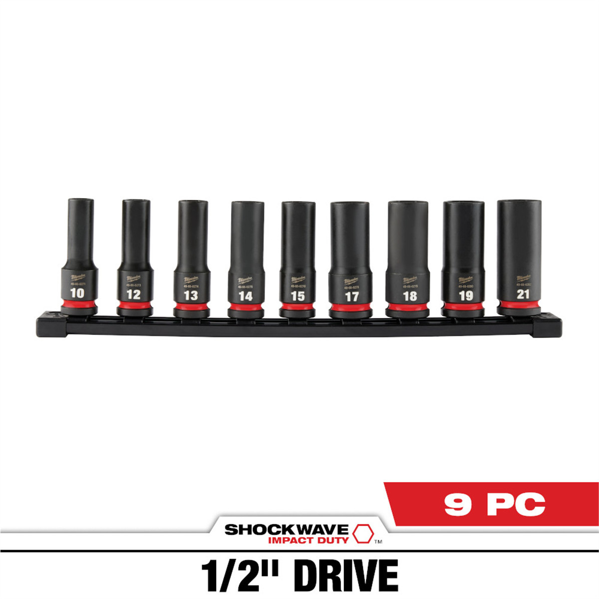 Milwaukee Tool 9PC SHOCKWAVE Impact Duty 1/2″ Drive Metric Deep 6 Point Socket S