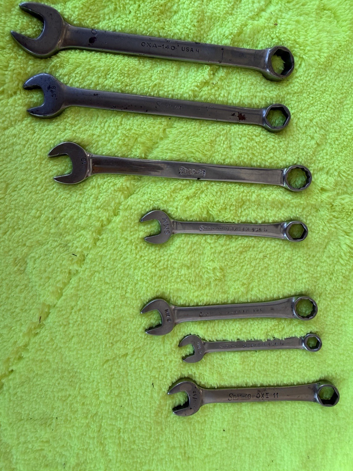 Snap-on 7 Pc Metric + Small mixed Combination Wrench Set