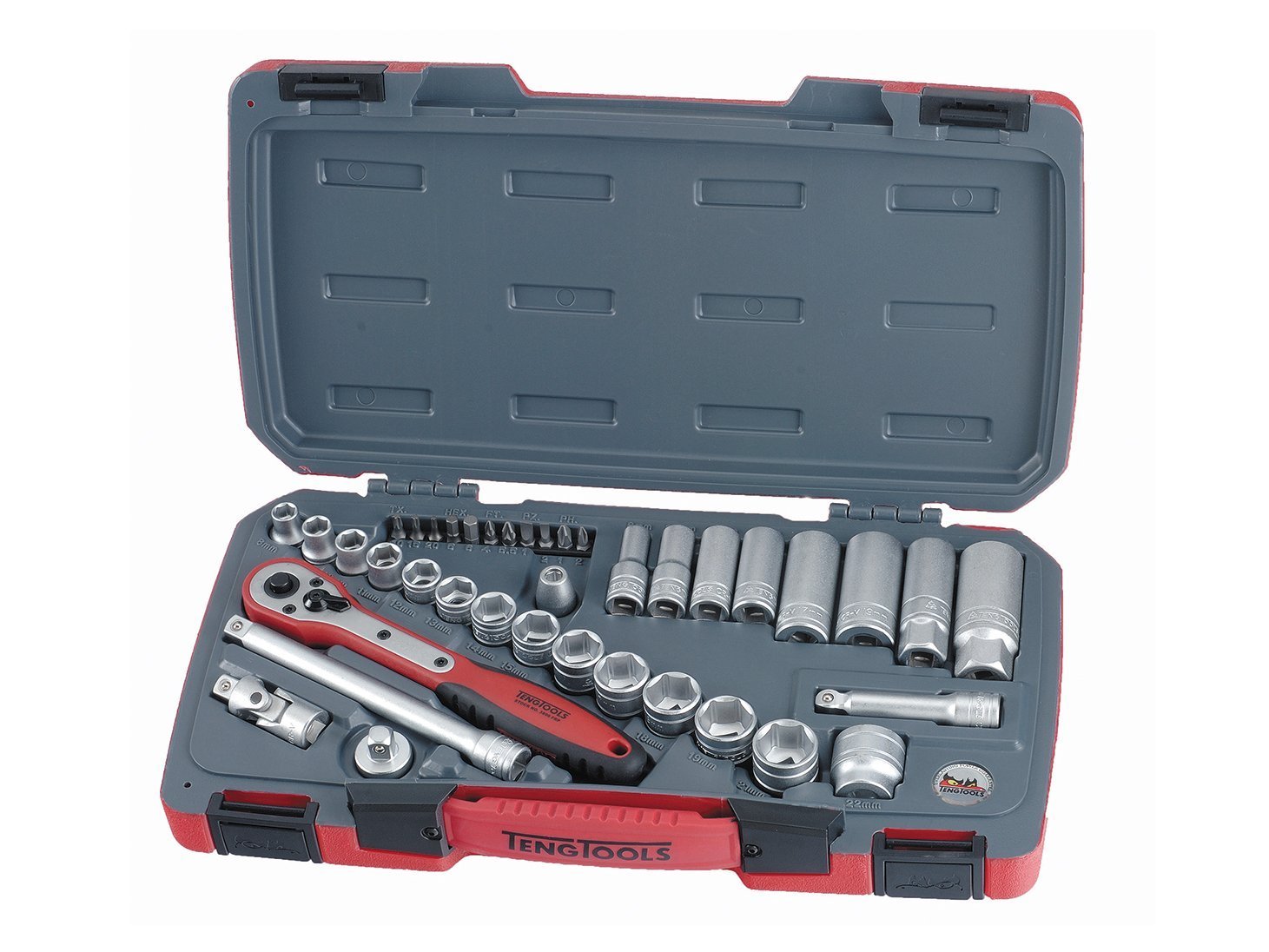 Teng Tools 39 Pce 3/8 Drive Socket Ratchet Extension Tool Set Case