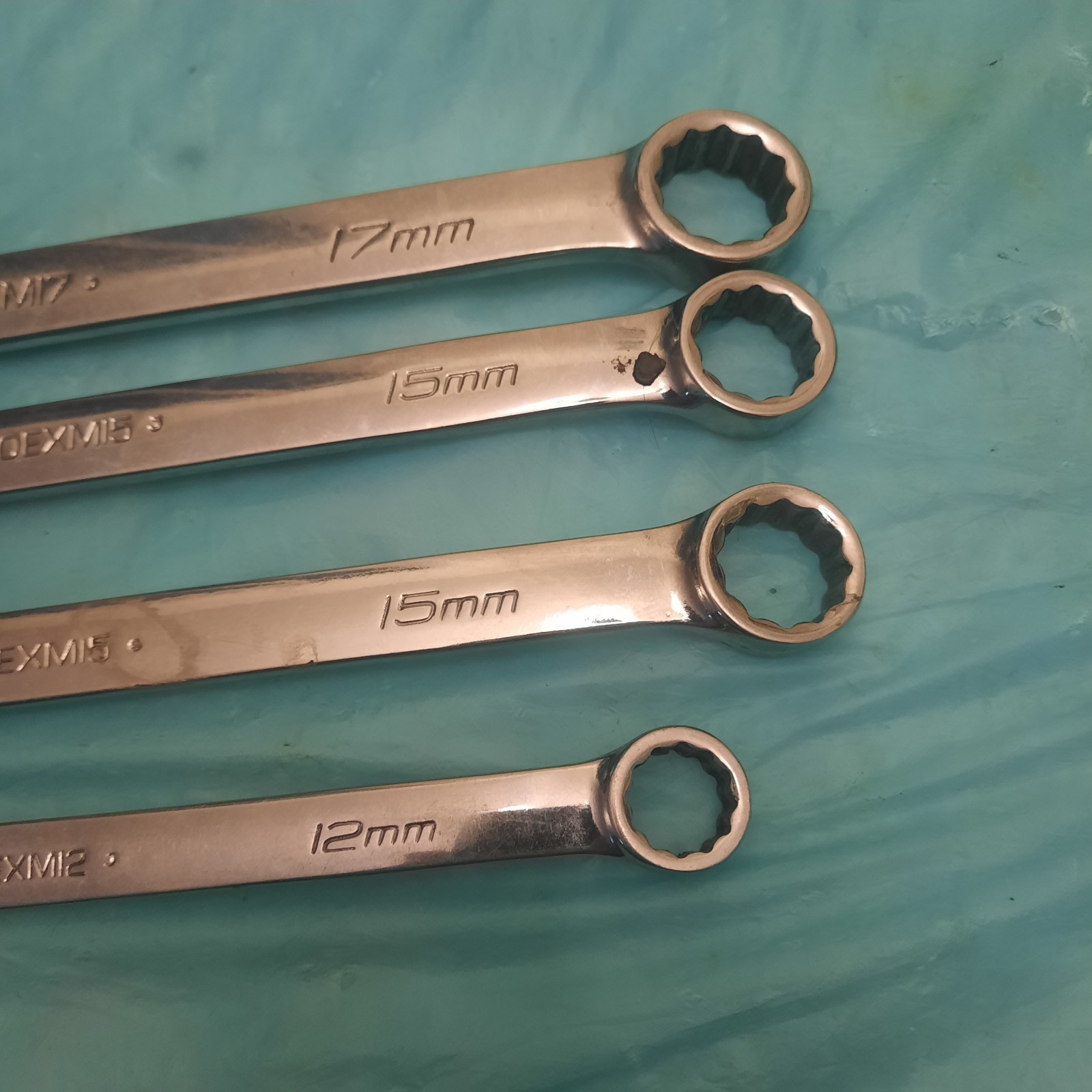 Snap-On SOEXM17, (2) SOEXM15, & SOEXM12 Flank-Drive Wrenches. 4 PC. USA.