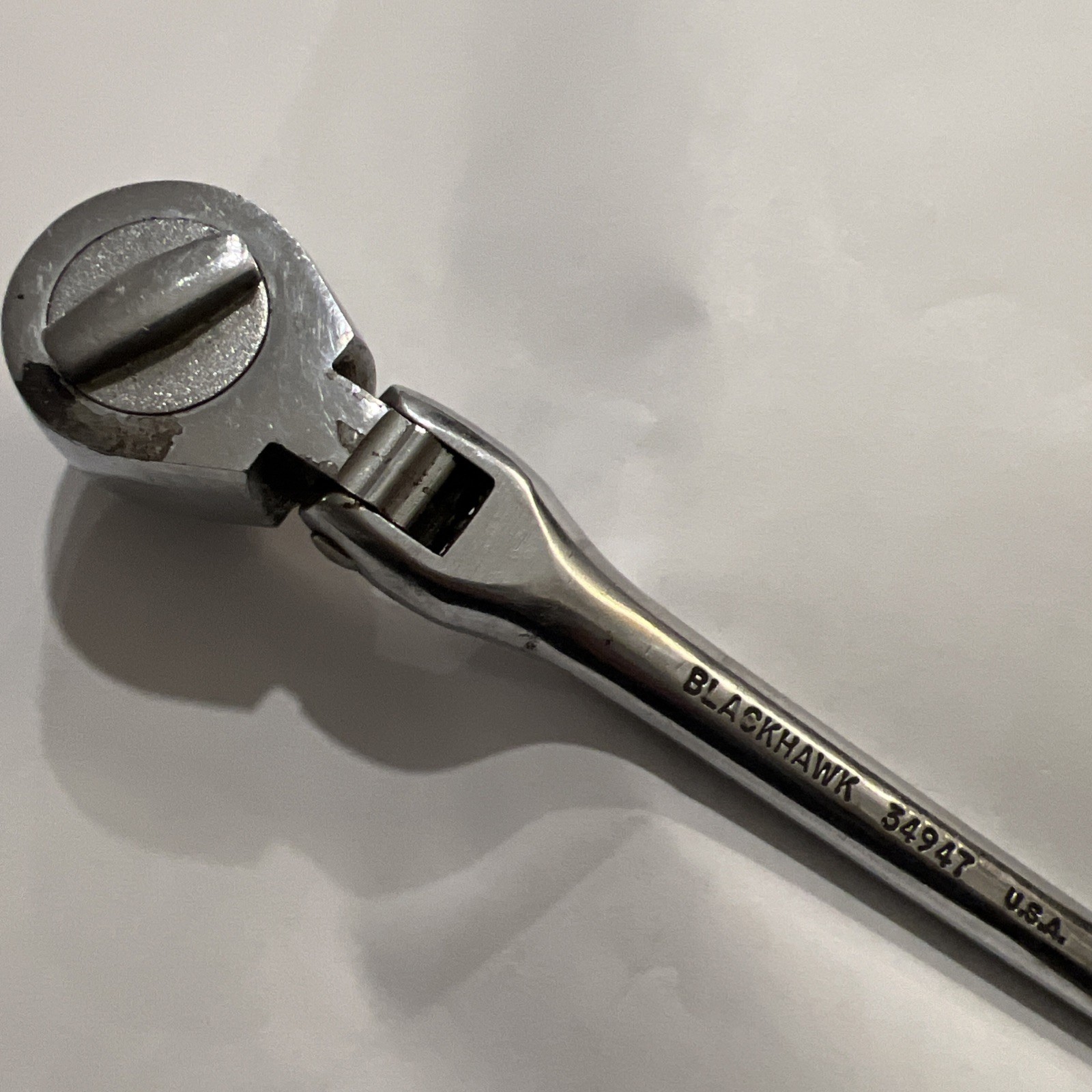 Ratchet Flex head Bent Handle 3/8 DR BlackHawk 34947 Made in USA Nice!