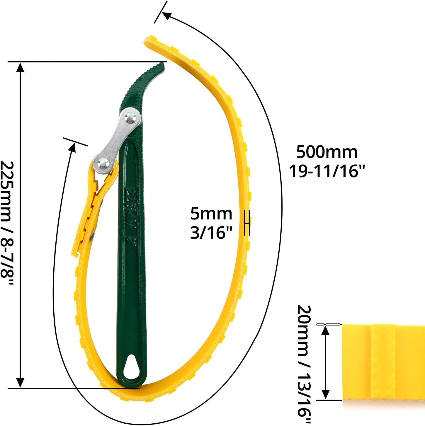 9″ Belt Strap Wrench, Multi-Purpose Adjustable Strap Oil Filter 19 11/16″ Cap…