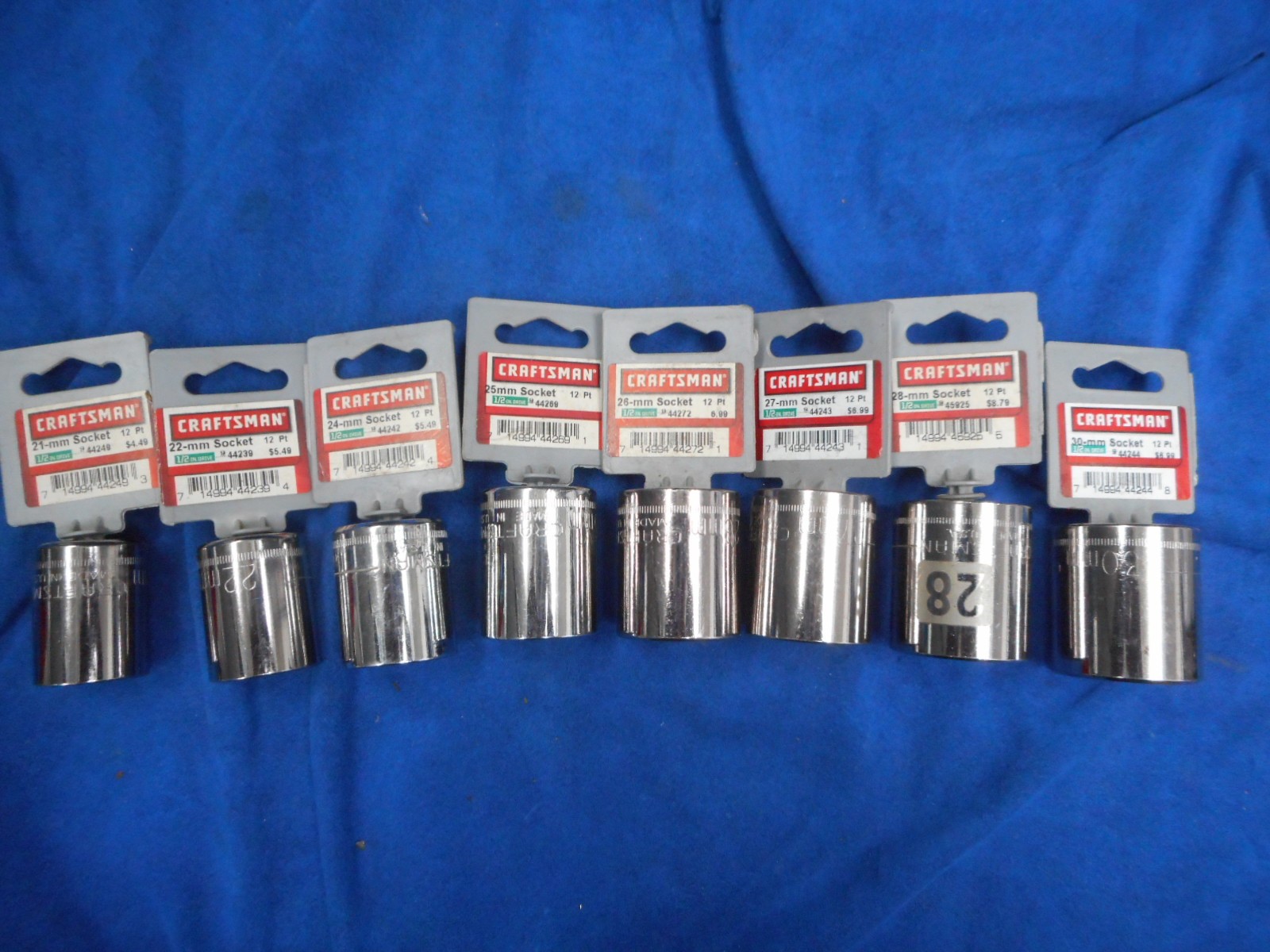 Craftsman 1/2″ drive Metric 12pt hex socket set, 21mm-30mm, NEW, Made in USA