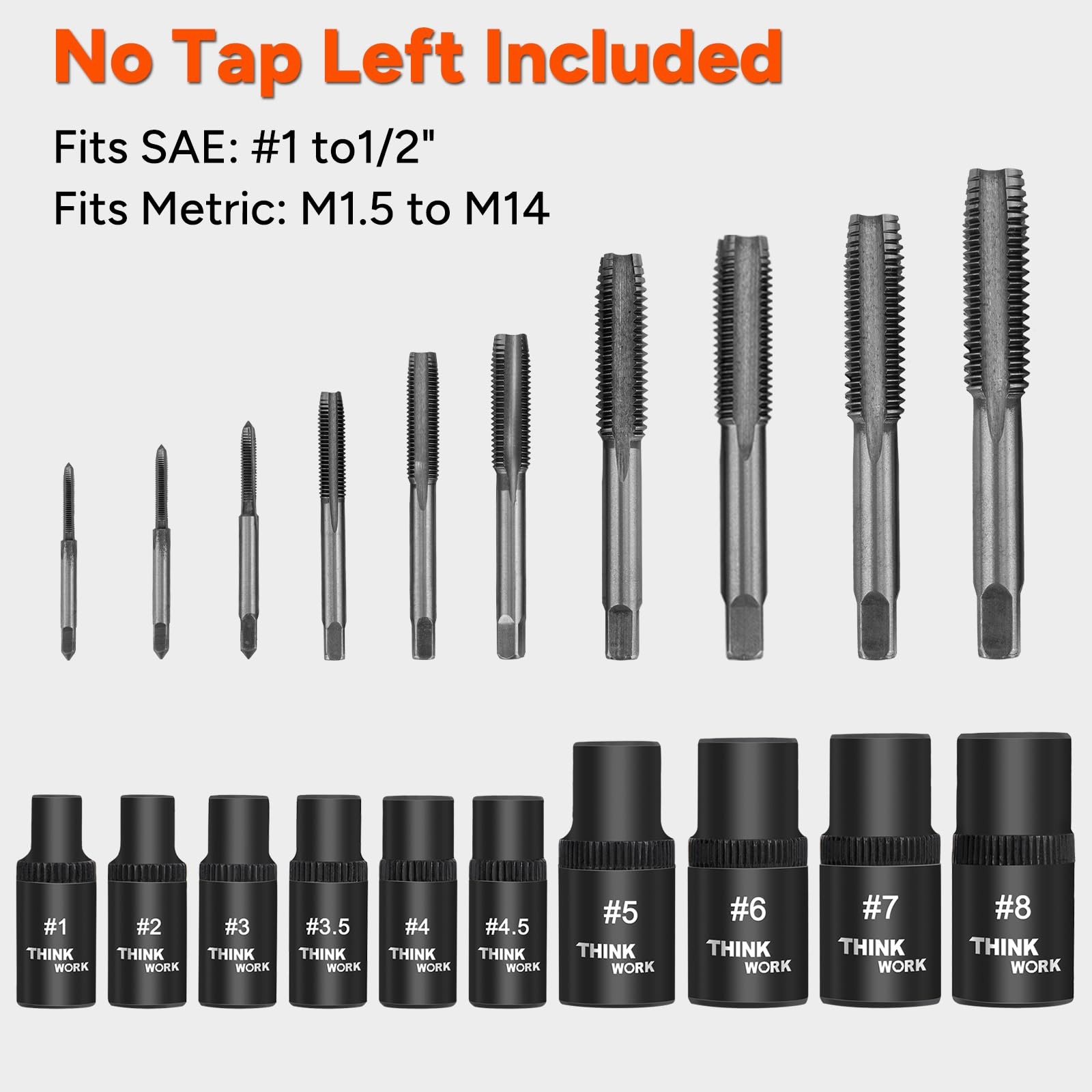 THINKWORK 12 Piece Magnetic Tap Socket Set, 1/4″, 3/8″ Square Drive Tap…