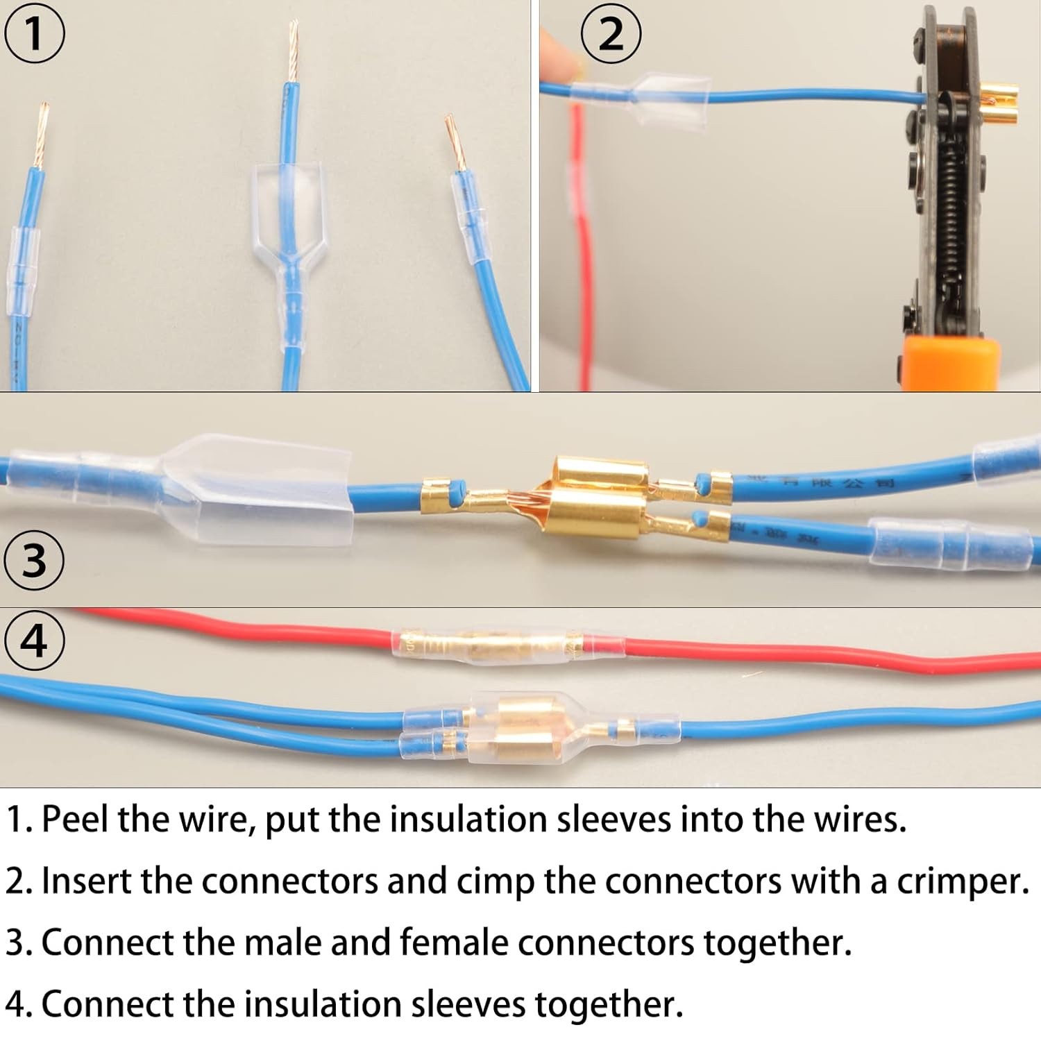 320pcs Double Bullet Wire Connectors, 3.9mm 3.5mm Male and 320pcs, Gold