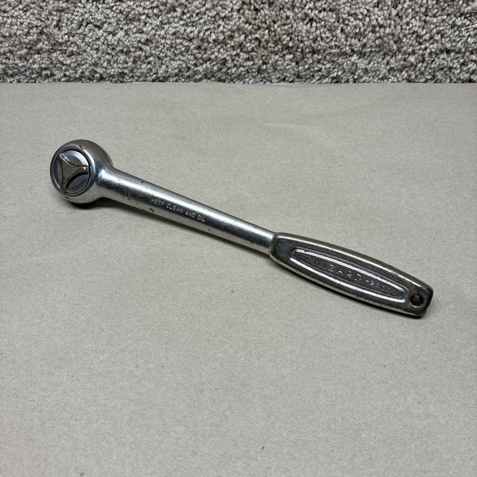 Vintage Wizard Tools 1/2″ Drive Ratchet H2833 USA Fine Tooth Smooth Operating