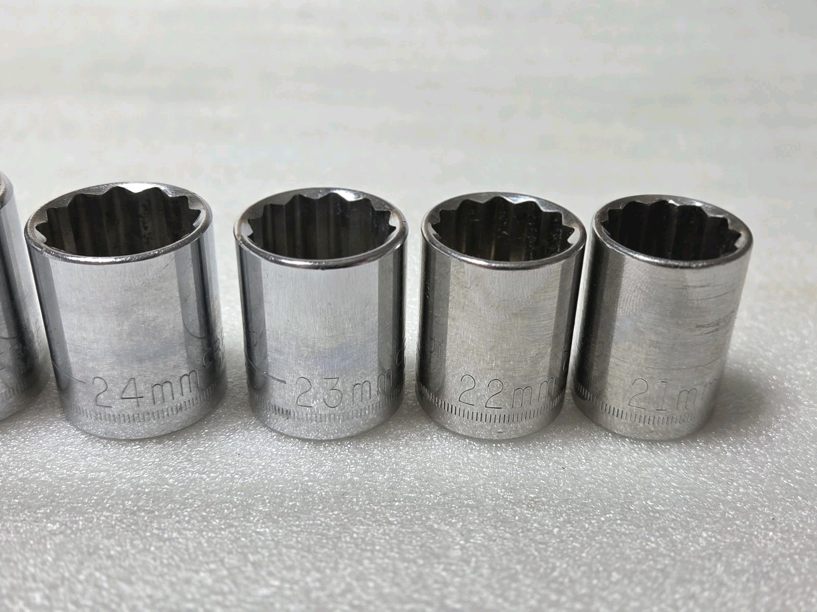 8 Pc. Mixed Set CRAFTSMAN G GK Series 21-28mm 1/2″ Drive 12 Pt Shallow Socket