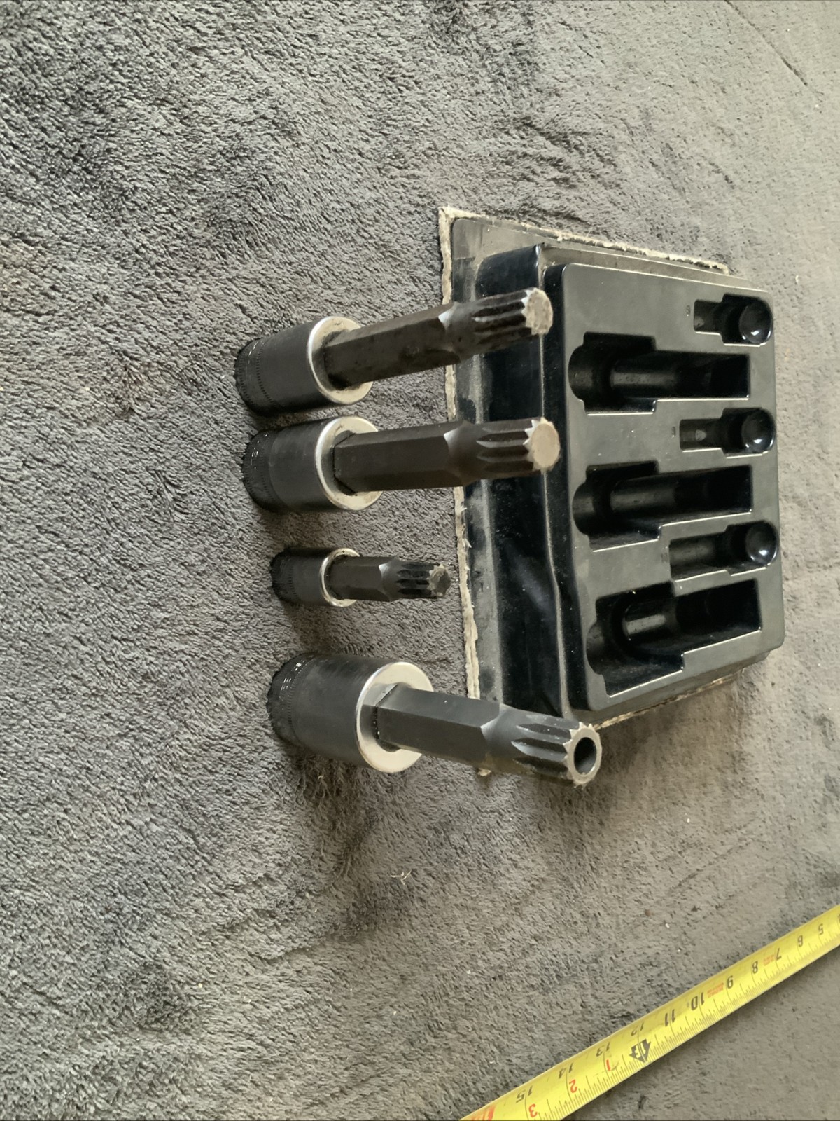 Snap On 4pc Triple Square Sockets, 1 Is 3/8” Dr, And 3 Are 1/2” Dr….metric….4pc.
