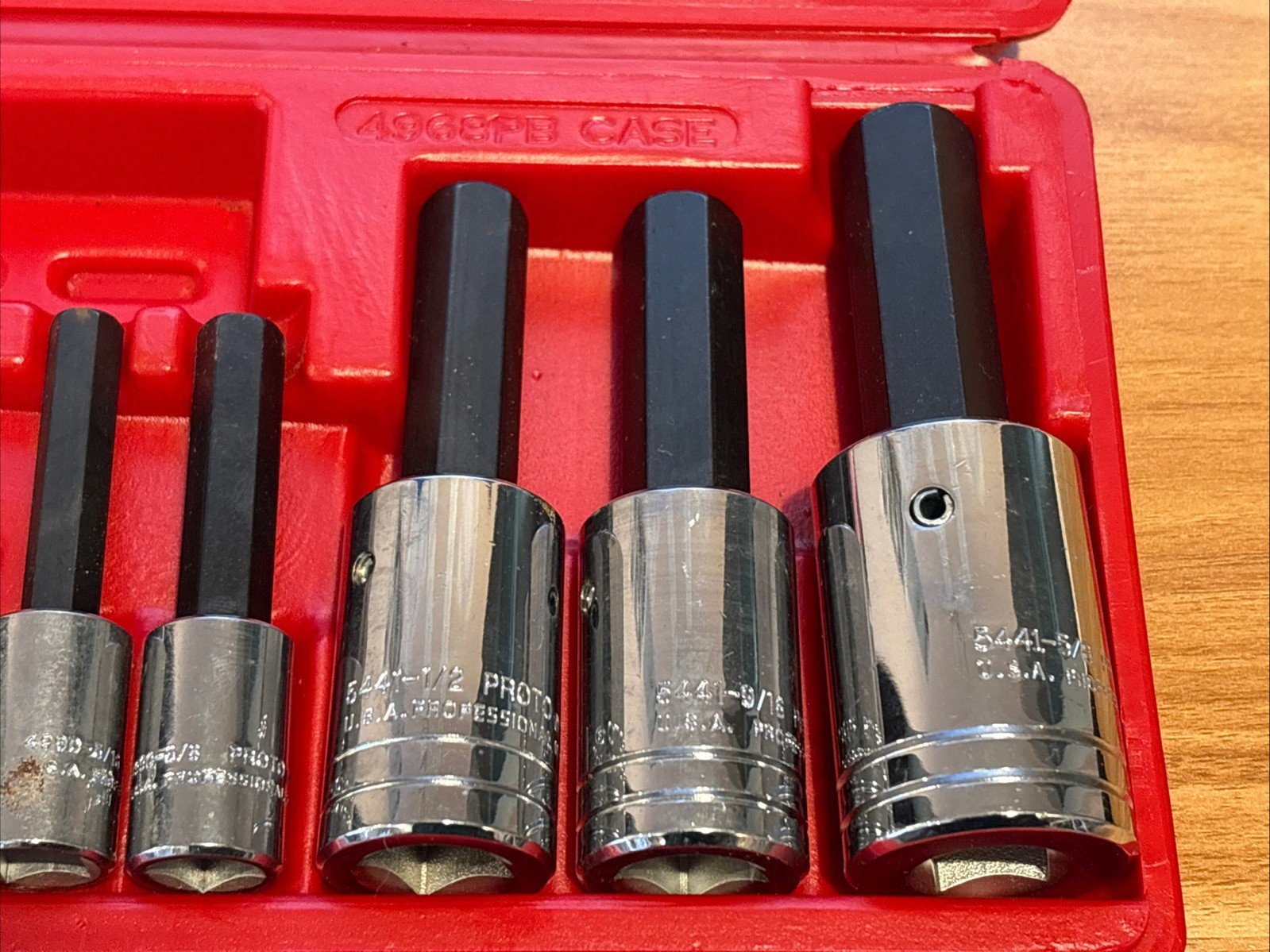 Proto 10 pc. 1/2″ & 3/8″ Drive SAE Hex Bit Socket Set 4990 & 5441 & Case 4968PB