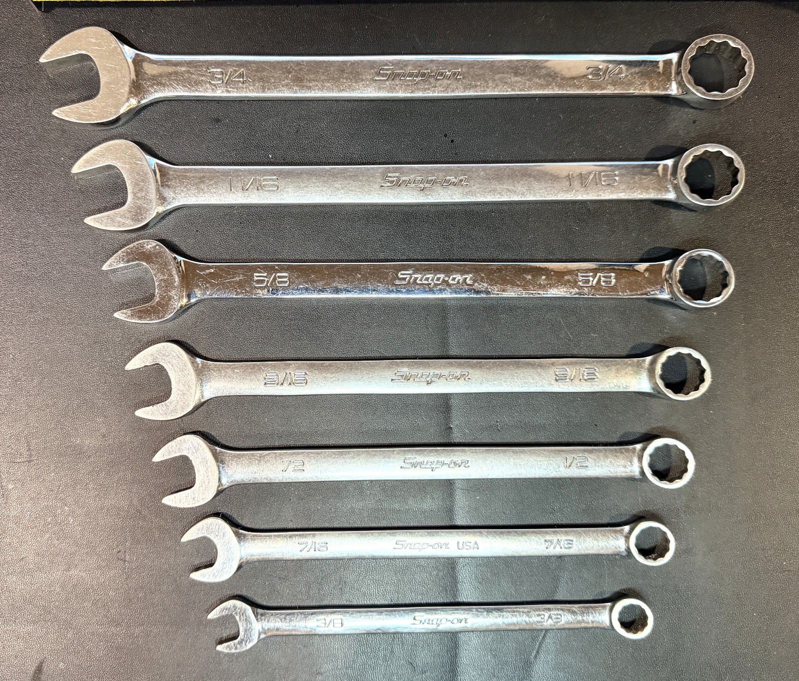 SNAP ON OEX707B 7-Pc 12-Point Flank Drive® Combination Wrench Set 3/8–3/4″ USA