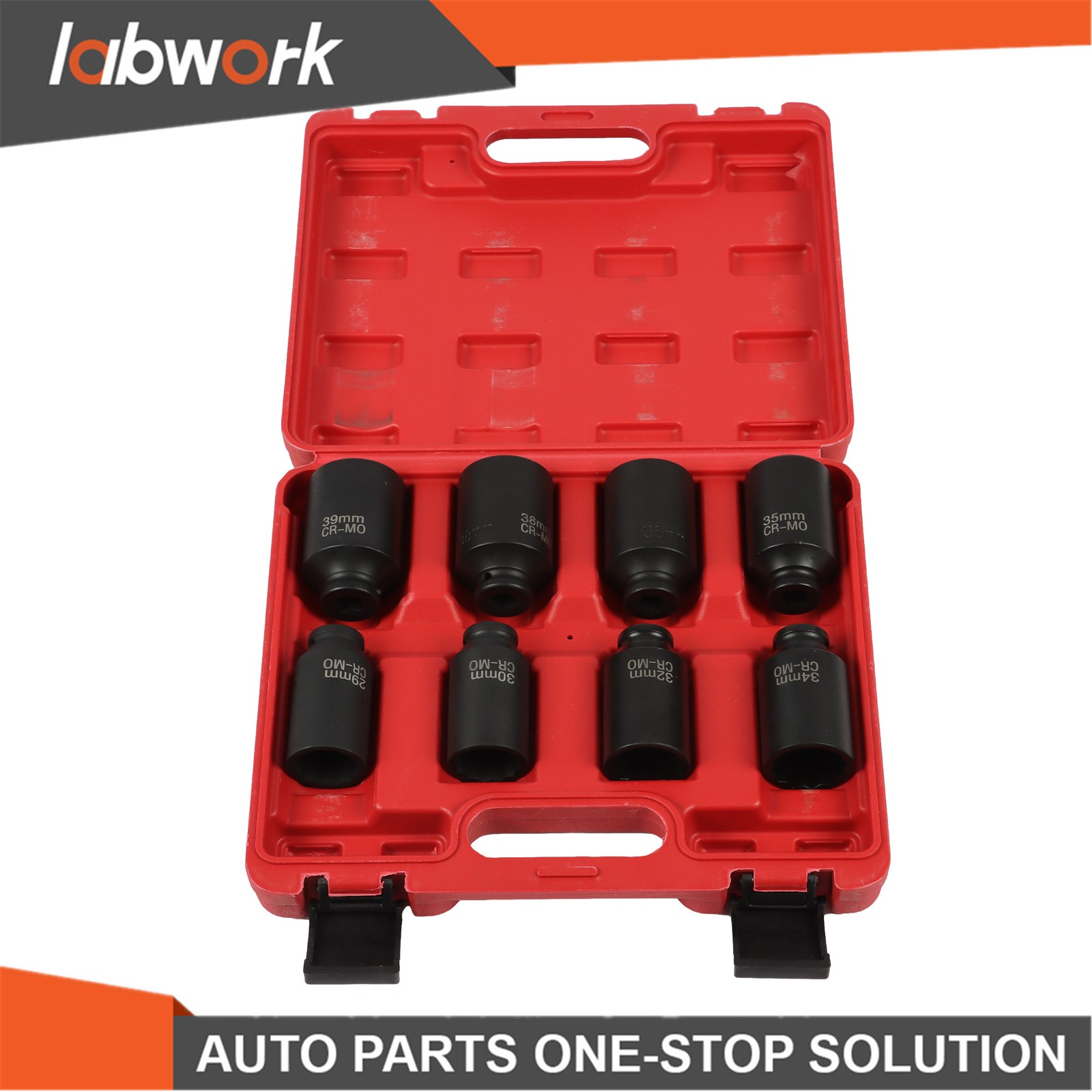 Labwork 8PCS 1/2″ Drive Deep Spindle Axle Nut Impact Socket Set 29-39mm 12 Point