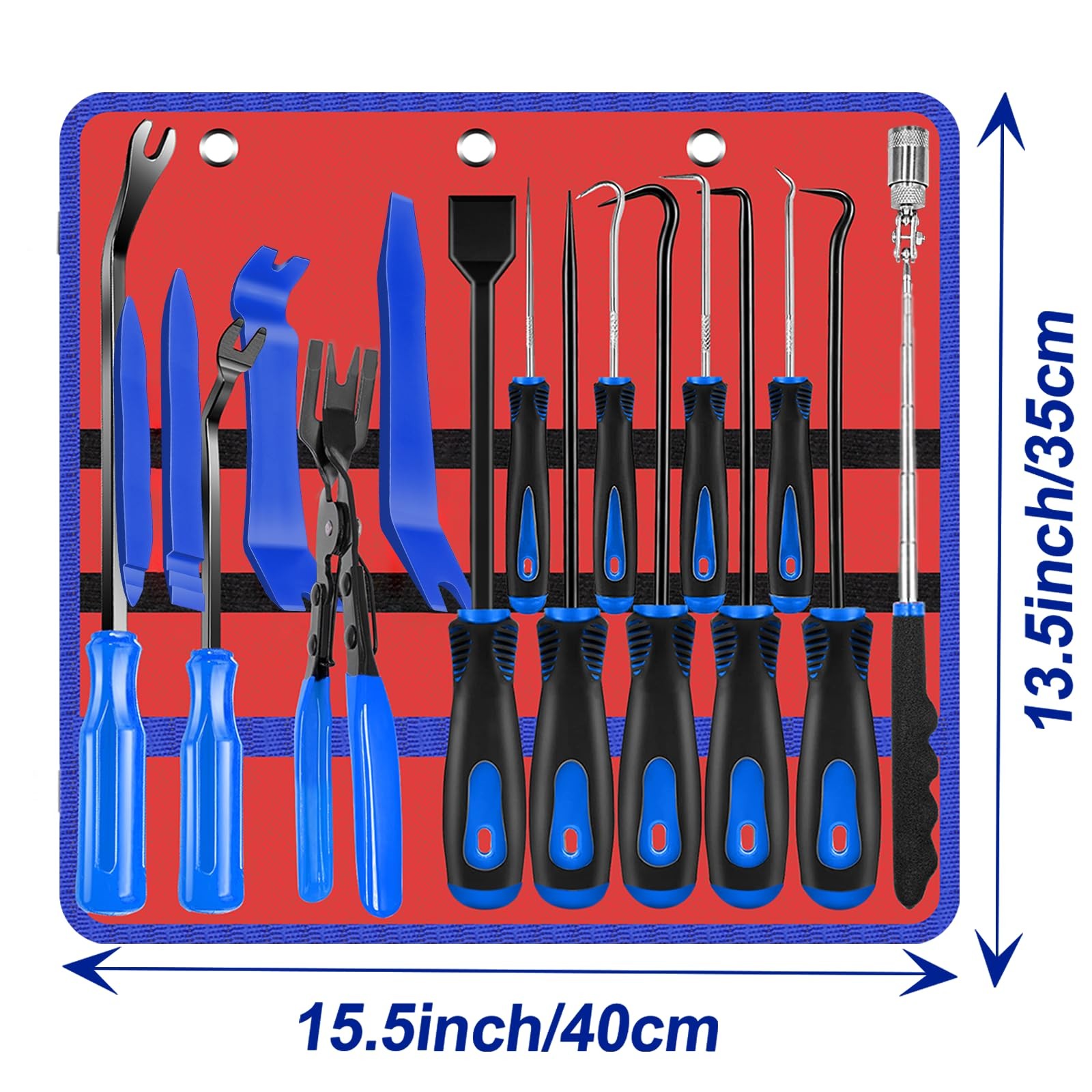 Keze 17 Pcs Hook and Pick Set Auto Trim Removal Blue-17