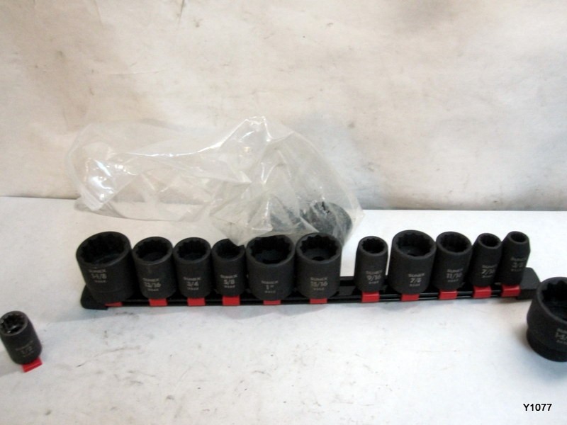Sunex 12-Point 1-2 Drive SAE Shallow Impact Socket Set 15 pcs
