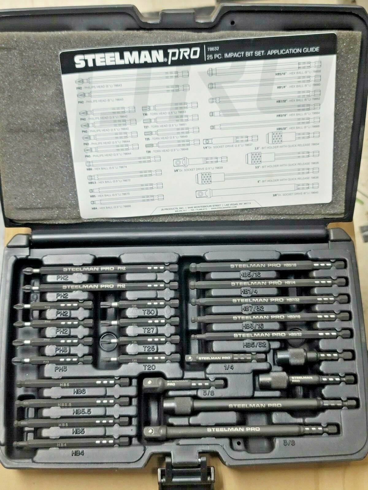 Steelman PRO 25pc Impact Bit Driver Set Screwdriver, Torx, Ball Tip Hex #78632