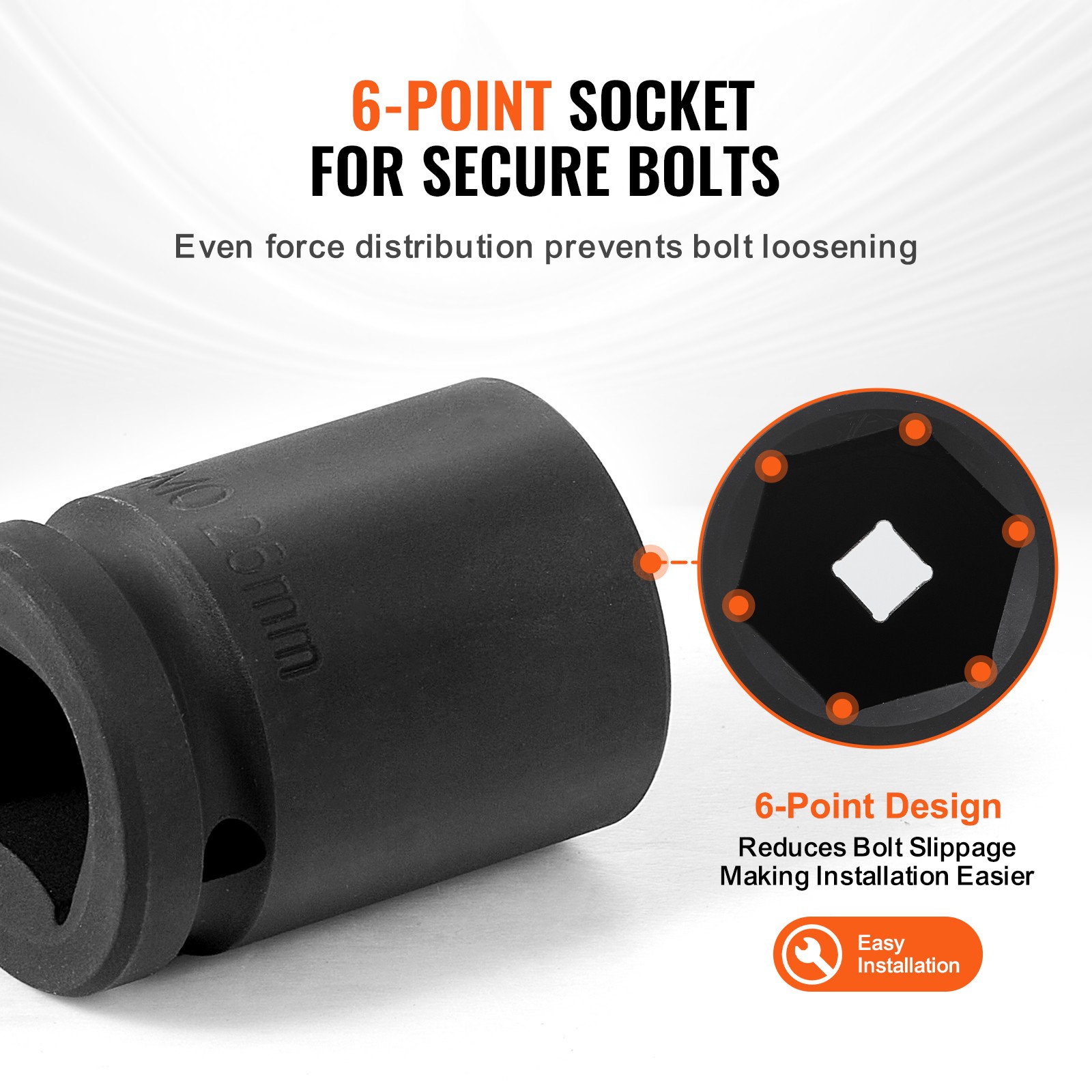 VEVOR Axle Nut Impact Socket Set 3/4″ Drive 6-Point 8PCS Metric Spindle Socket