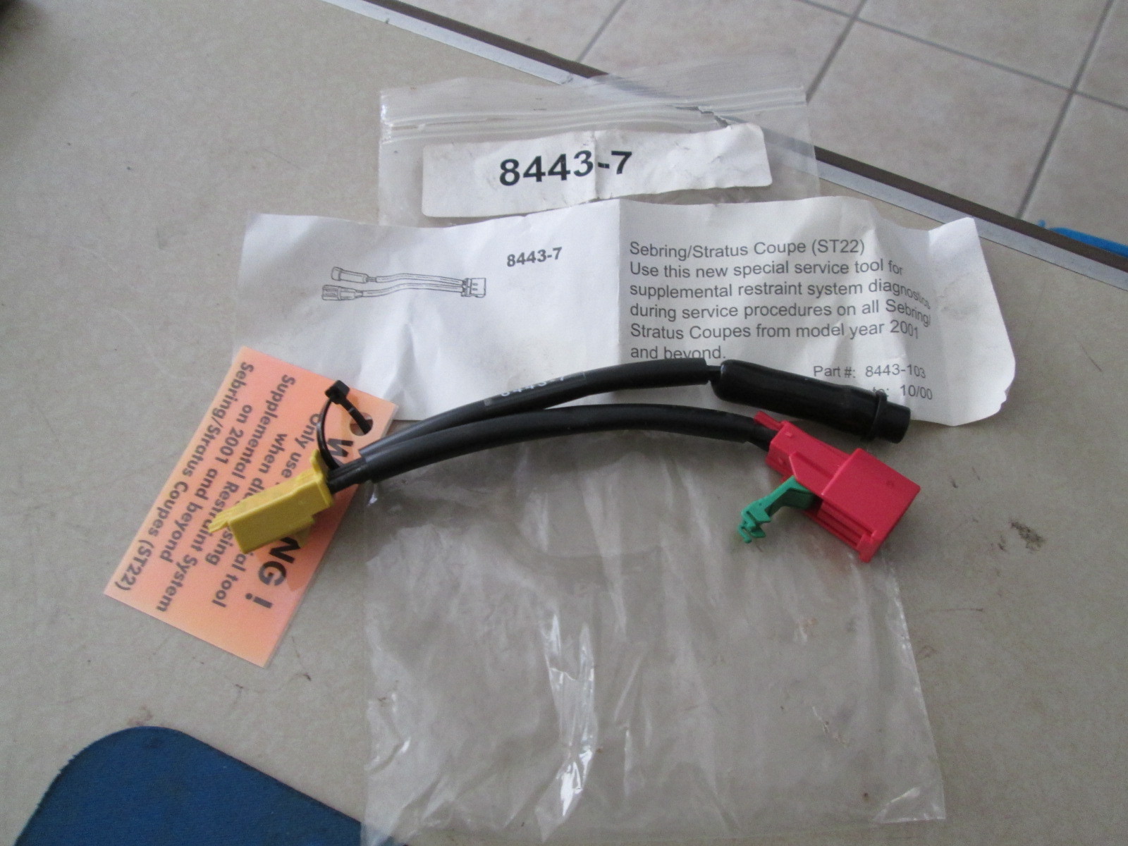 Miller Special Service SRS Load Tool Jumper Cable Chrysler Sebring Coupe 8443-7