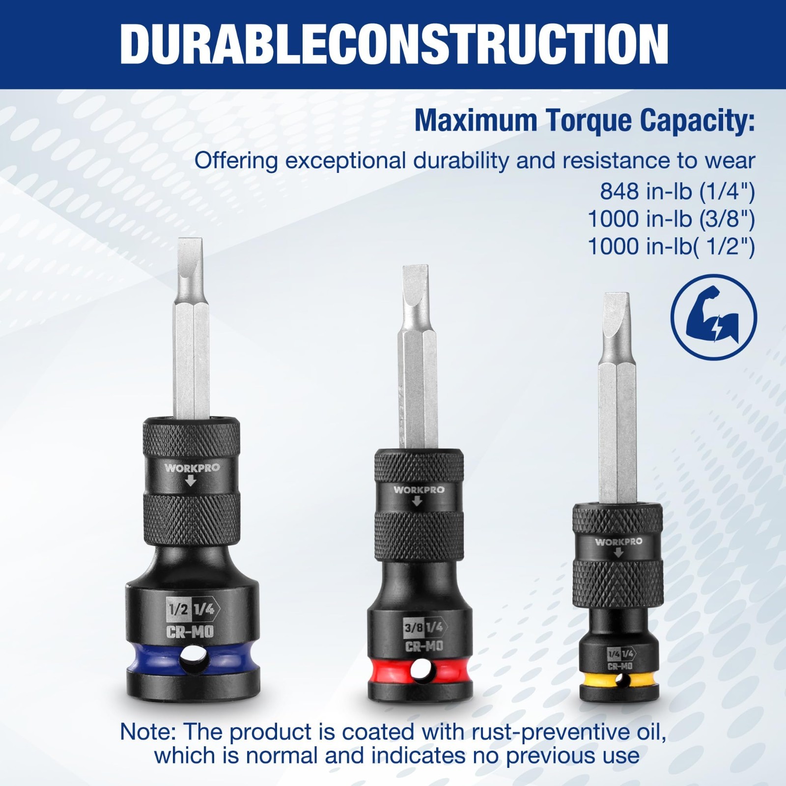 Quick Release Hex Impact Socket Adapter Set – 1/2″, 3/8″, 1/4″ Bit Holders, CR-M