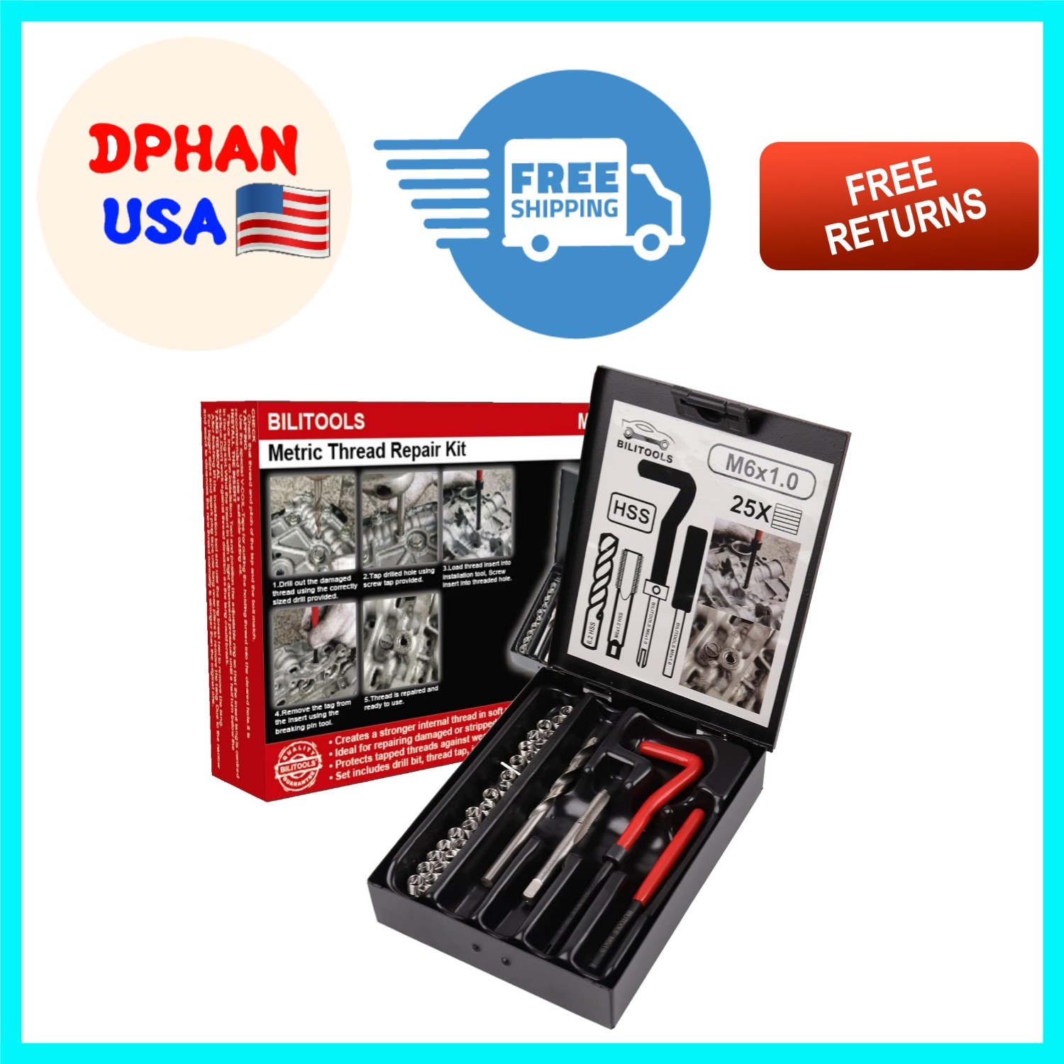 Professional HSS Drill Helicoil Repair Kit – M6x1.0 for Durable Thread Repairs