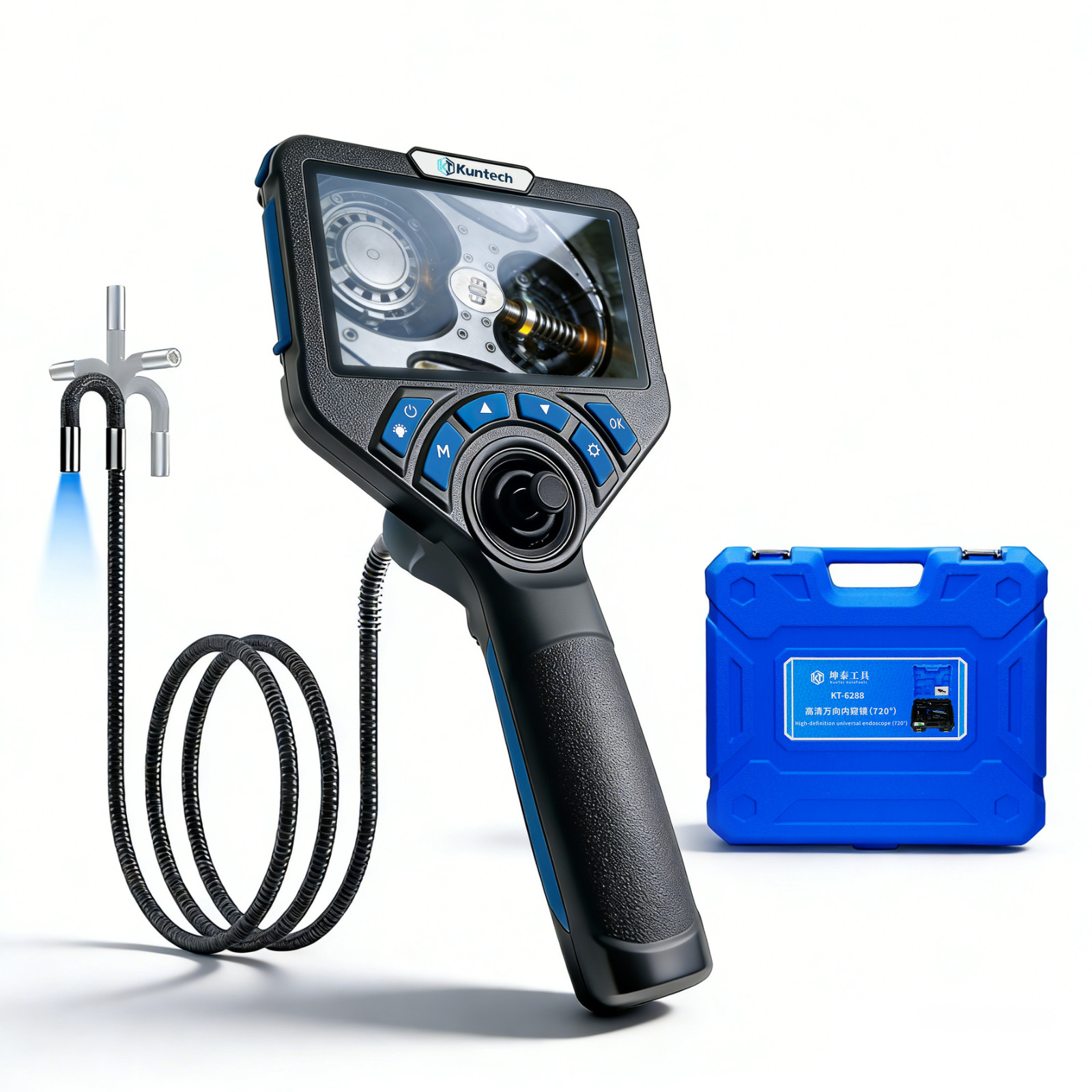 360° 4-Way 5in 1080P HD Articulating Borescope Industrial Endoscope Camera