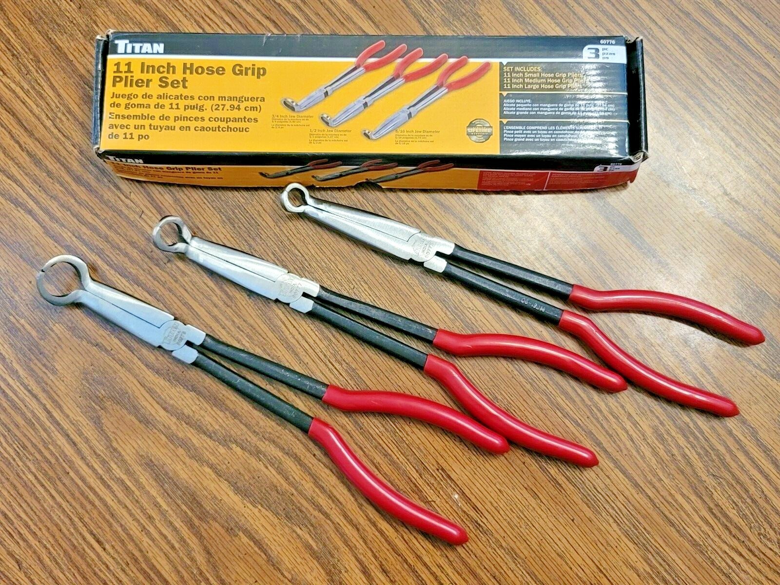 Titan 3pc 11″ Long Nose Hose Gripping Pliers Set #60776