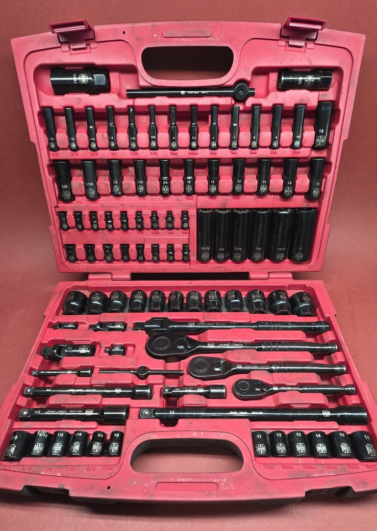 Mac Tools Jesse James 1/4″ 3/8″ 1/2″ Drive 89 Piece Socket Set Metric SAE