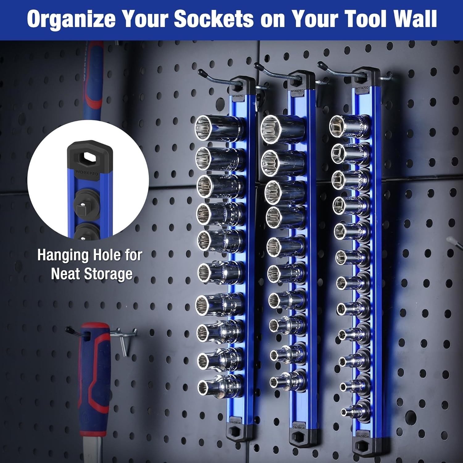 Magnetic Socket Organizer, 1/4-Inch Drive Aluminum Alloy Sockets RaiL