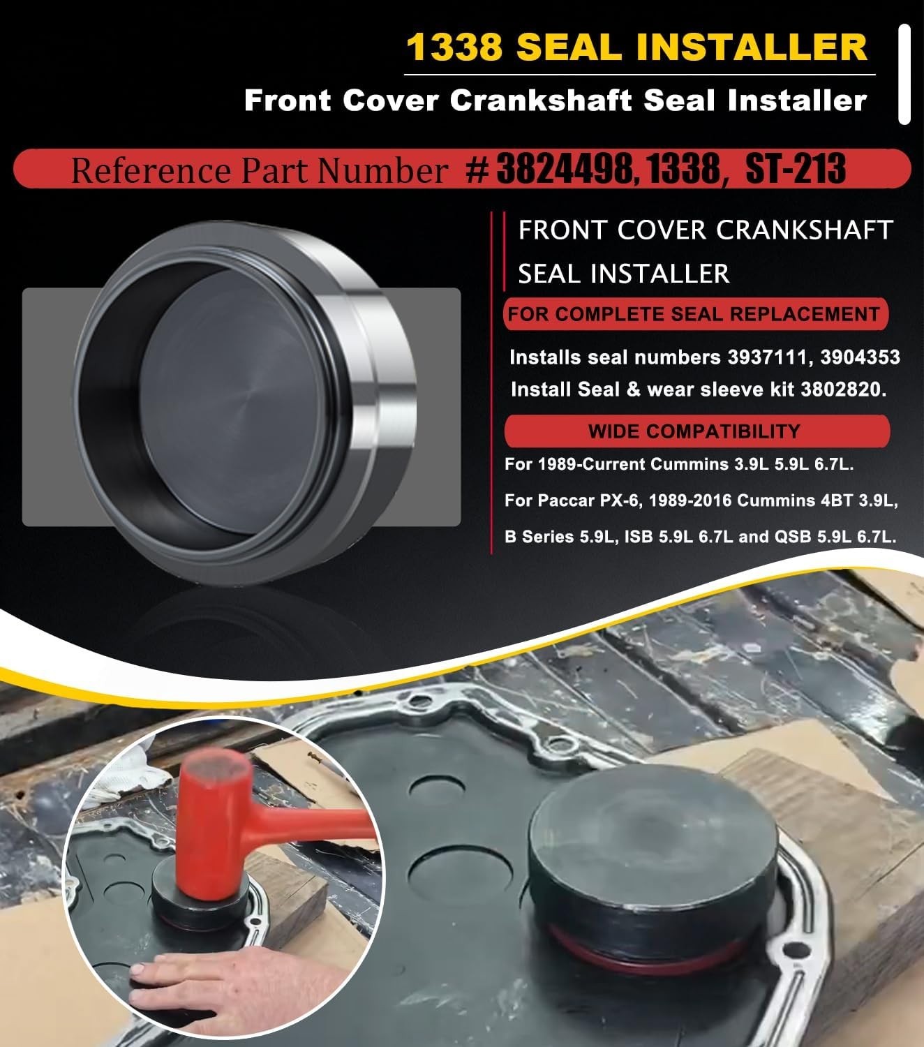 Front Cover Crankshaft Seal & Wear Sleeve Installer Tool Kit For Dodge Cummins 3