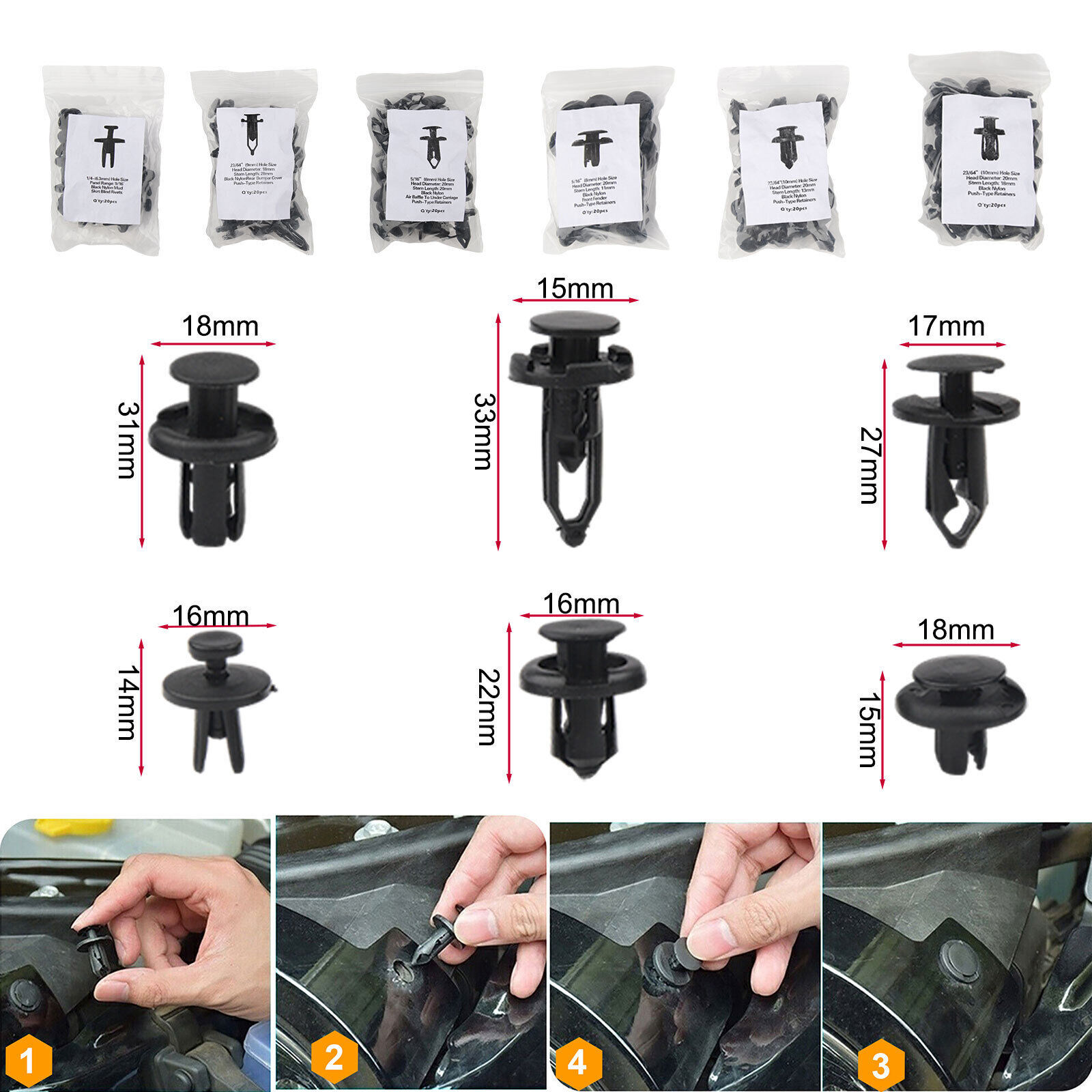 200Pcs Car Trim Removal Tool Set Hand Tools Pry Bar Panel Door Interior Clip Kit