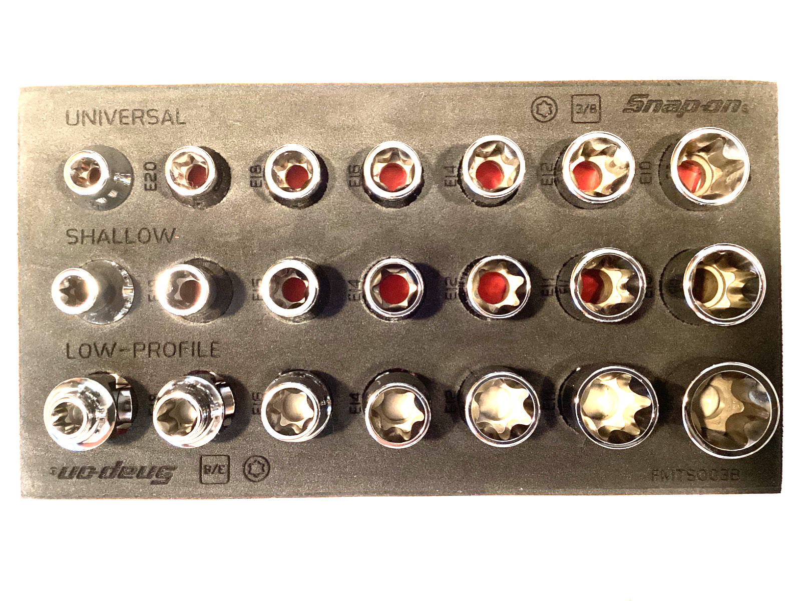 Snap On USA NEW 21 Piece 3/8” Drive Inverted Torx Master Socket Set Pro Fit Foam