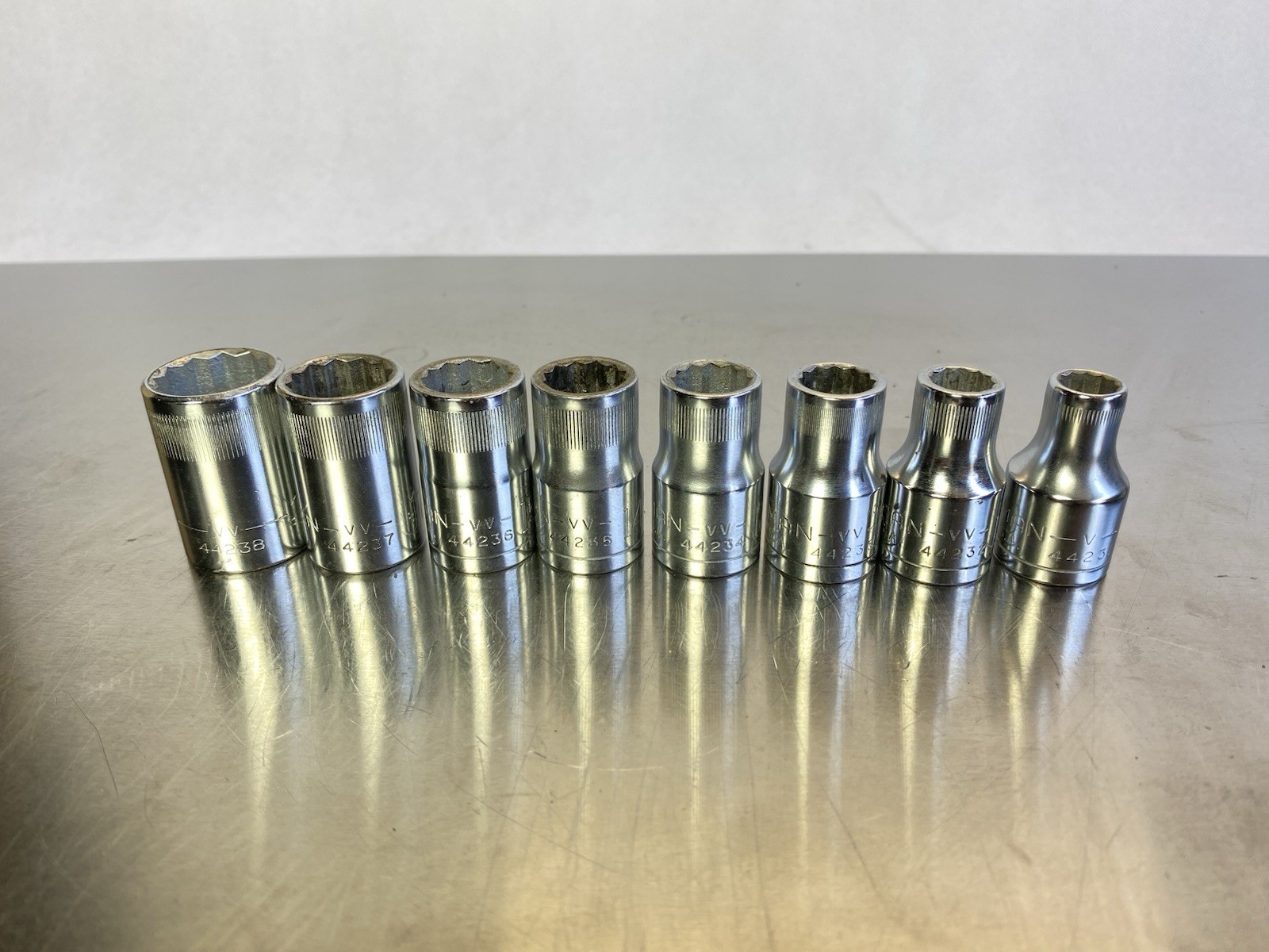 Vntg Craftsman 1/2″ =VV= 12 Pt Shallow Metric Sockets 9,10,12,13,14,15,17,19mm