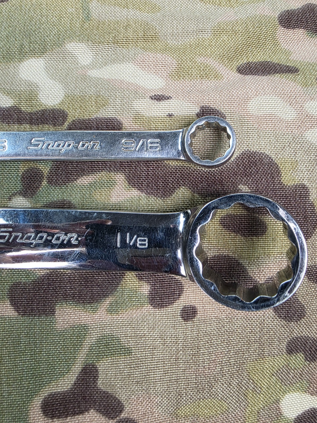 Snap On 1-1/8″ SAE Short Combination Wrench, Part# OEX360B And 9/16″ # OEX180B
