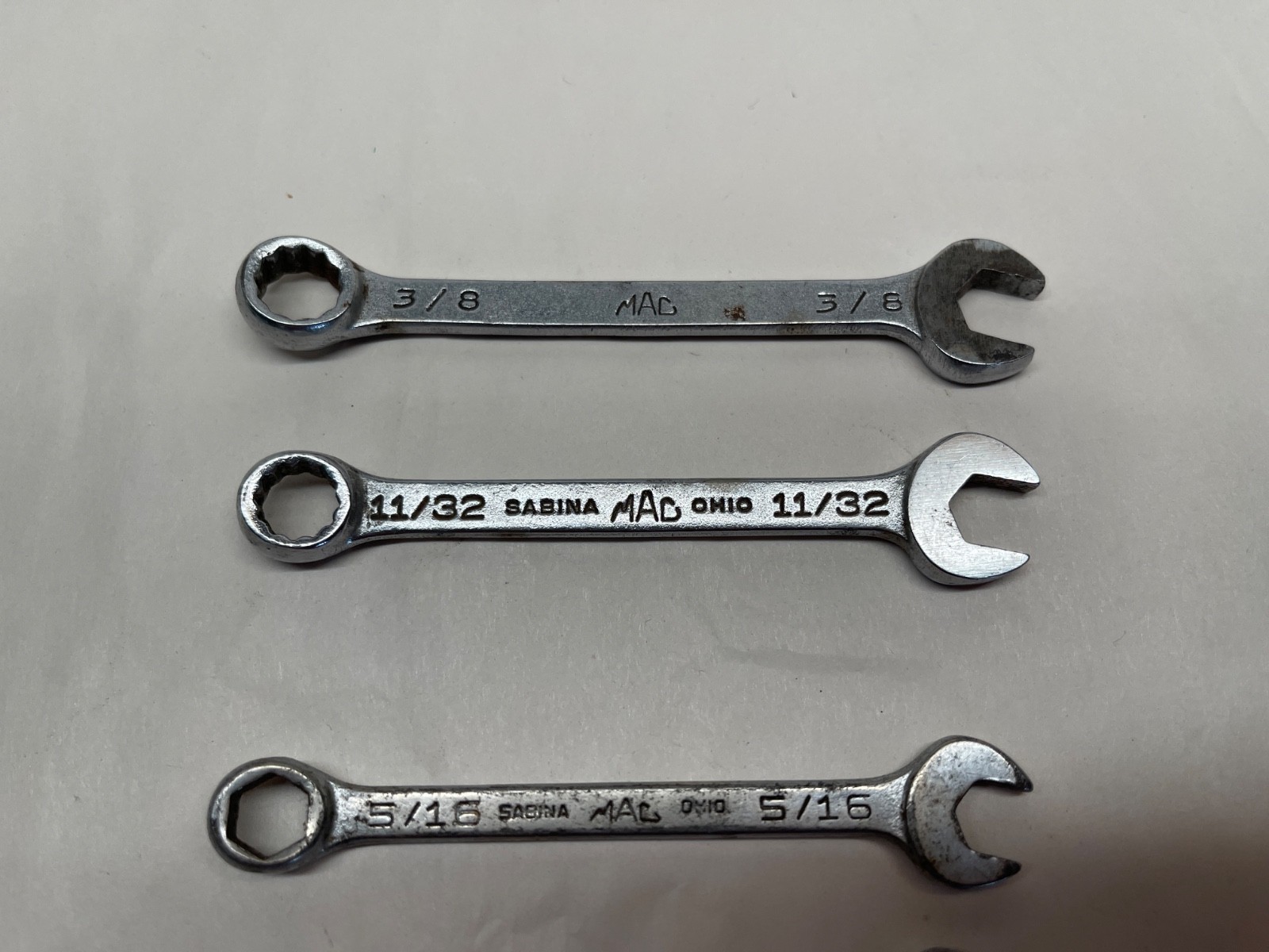 Lot of 5 Vintage MAC Tools Combination Wrenches USA: CH 8 9 10 & CW 11 12