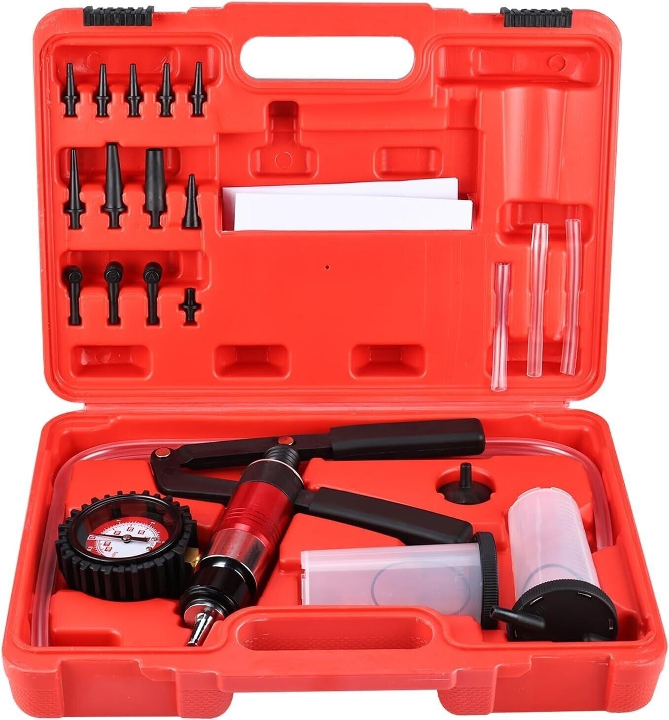 21Pcs Hand Held Vacuum Pressure Pump Tester Brake Fluid Bleeder Bleeding Tool