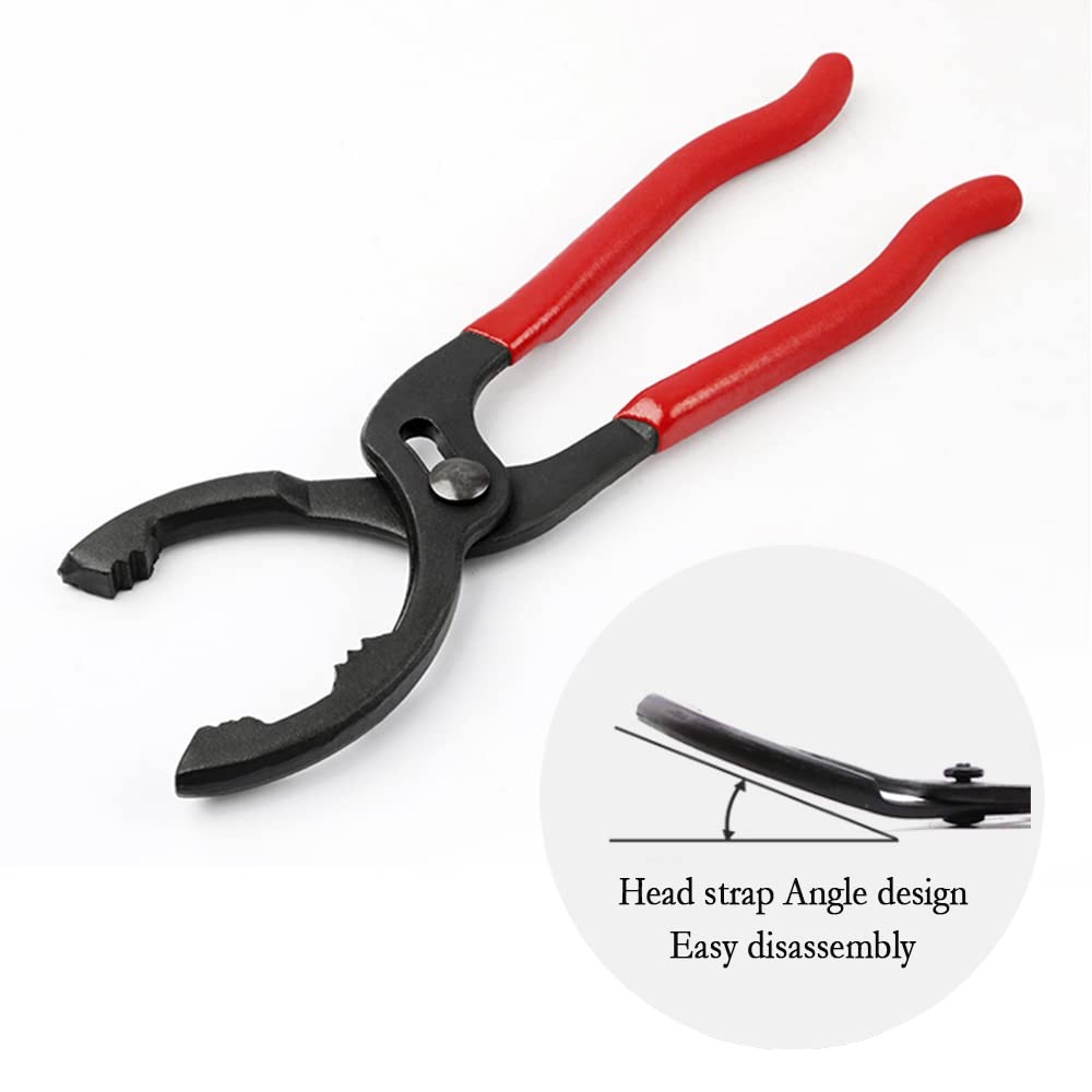 Adjustable Oil Filter Wrench Pliers 12 Inch 45150mm 15 Degree Bent Head Red Ste