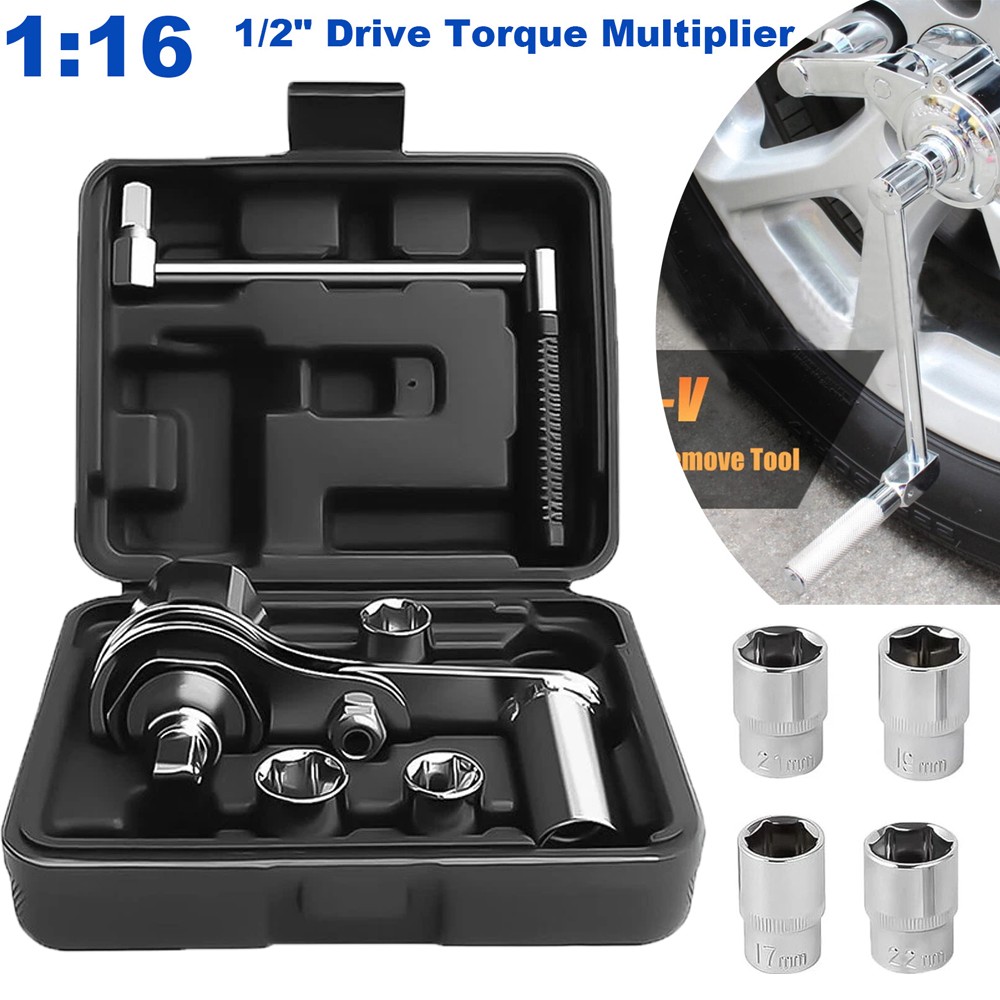 Torque Multiplier Wrench Set, 1:16 Lug Nut Remover 1/2″ Drive 17/19/21/22mm US