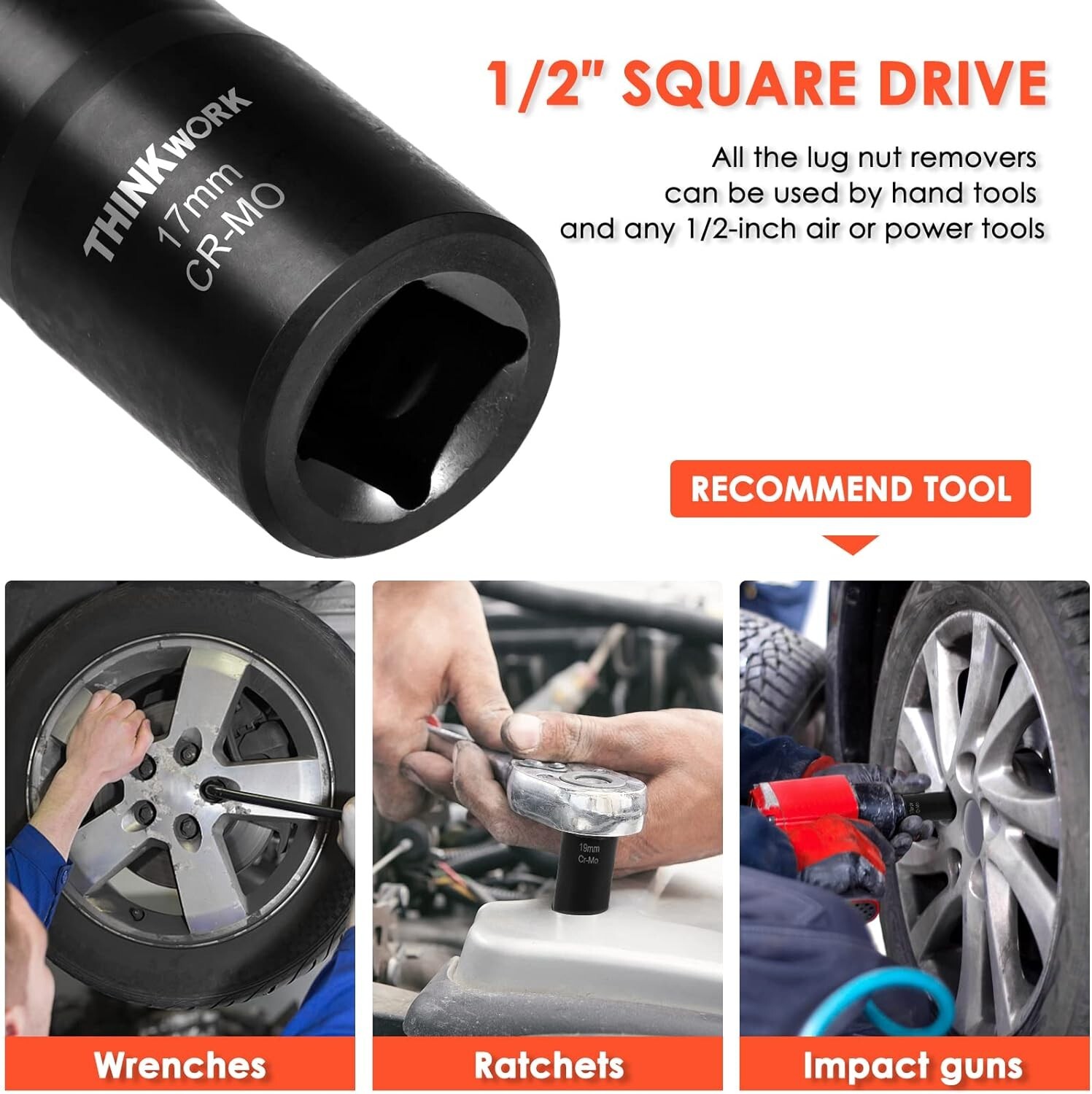 Lug Nut Remover Tool Wheel Lock Removal Kit Nuts Screws Bolts 1/2 Drive Impact..