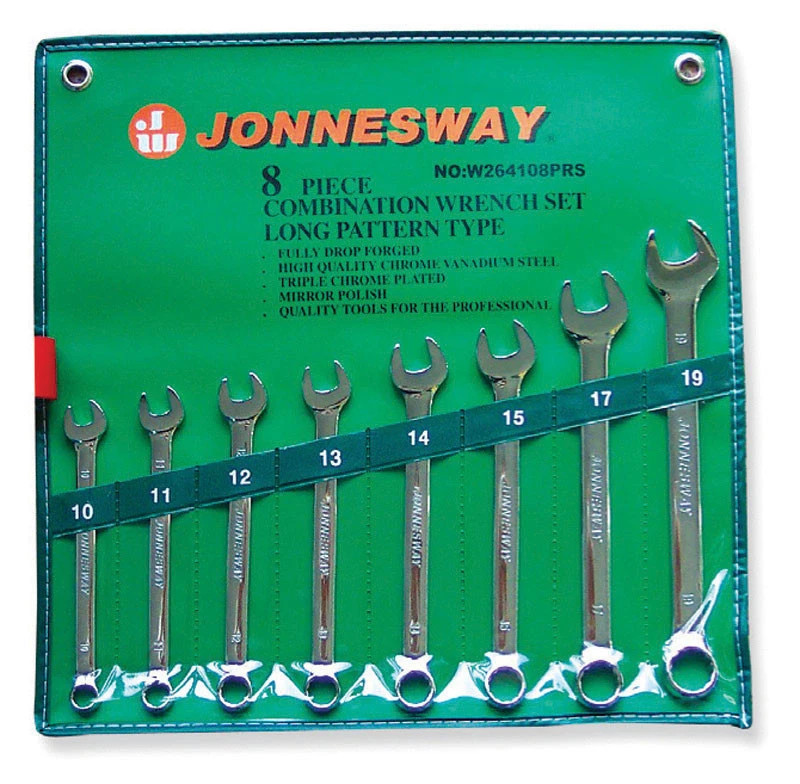 JONNESWAY W264108PRS 8 Pcs Combination Wrench Set Long Pattern Type 10-19mm