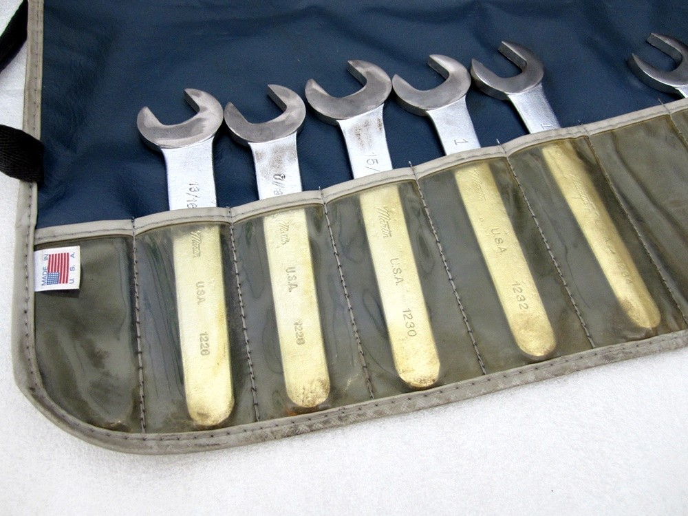Vintage Martin Tools 9pc SAE Open End Service Wrench Set SW11K Made in USA