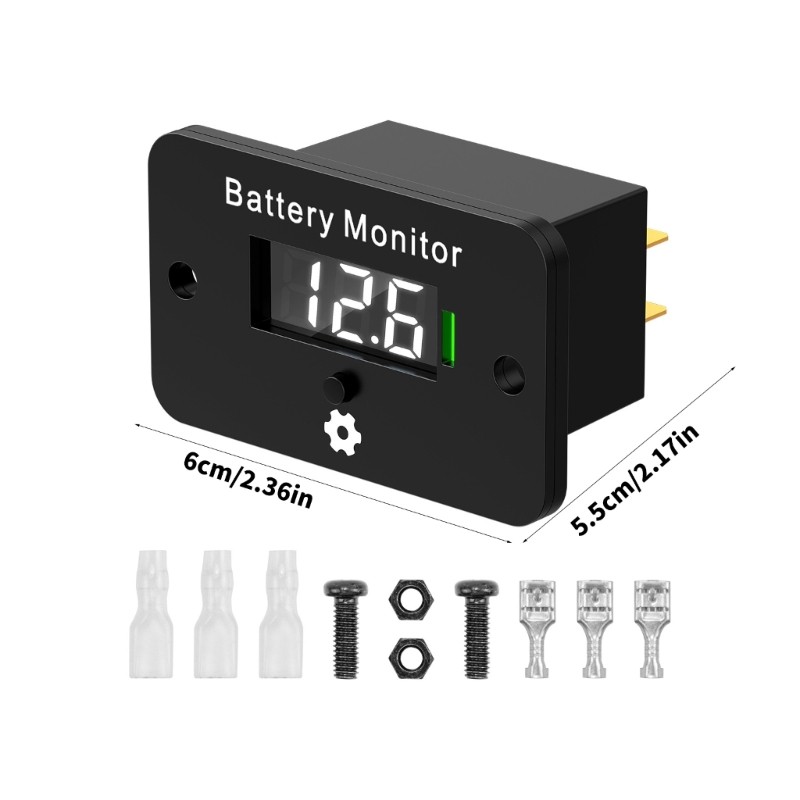 Utility Vehicle Battery Monitor 12V-72V with Mounting Hardware for Golf Cart