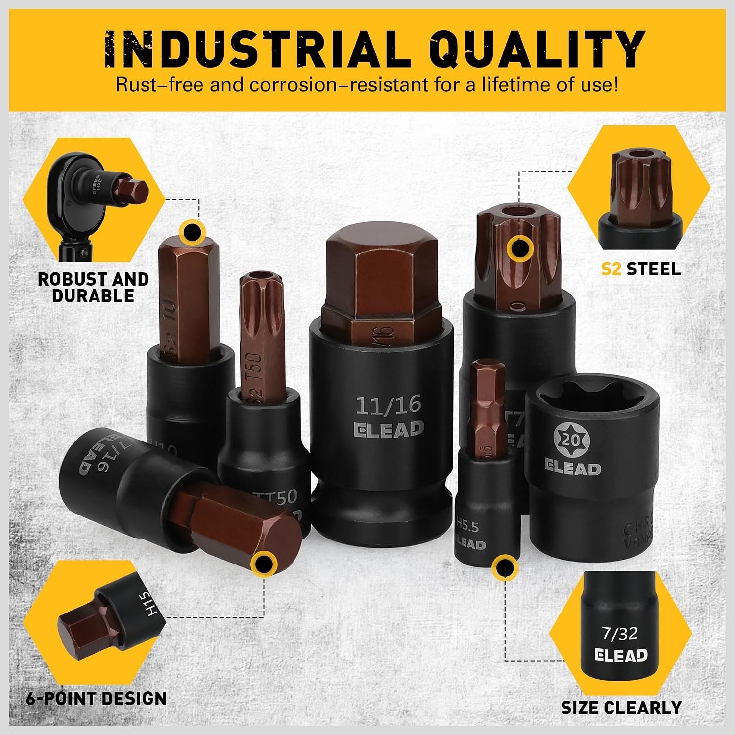 66-Piece Torx & Hex Bit Socket Set: CR-V & S2 Steel