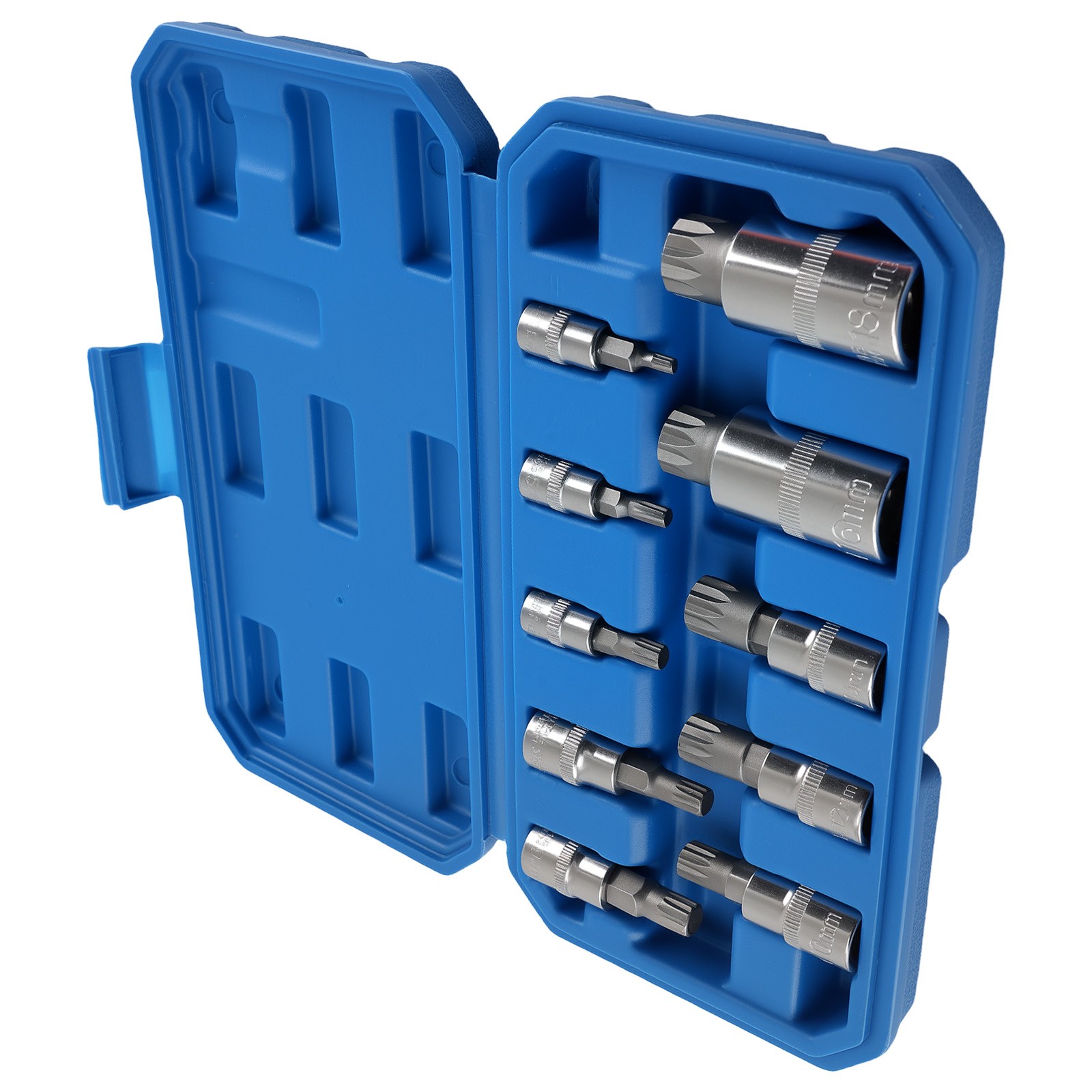 10 pc Triple Square Spline Bit Socket Set M4 to M18 Boxed Kit US 12 point