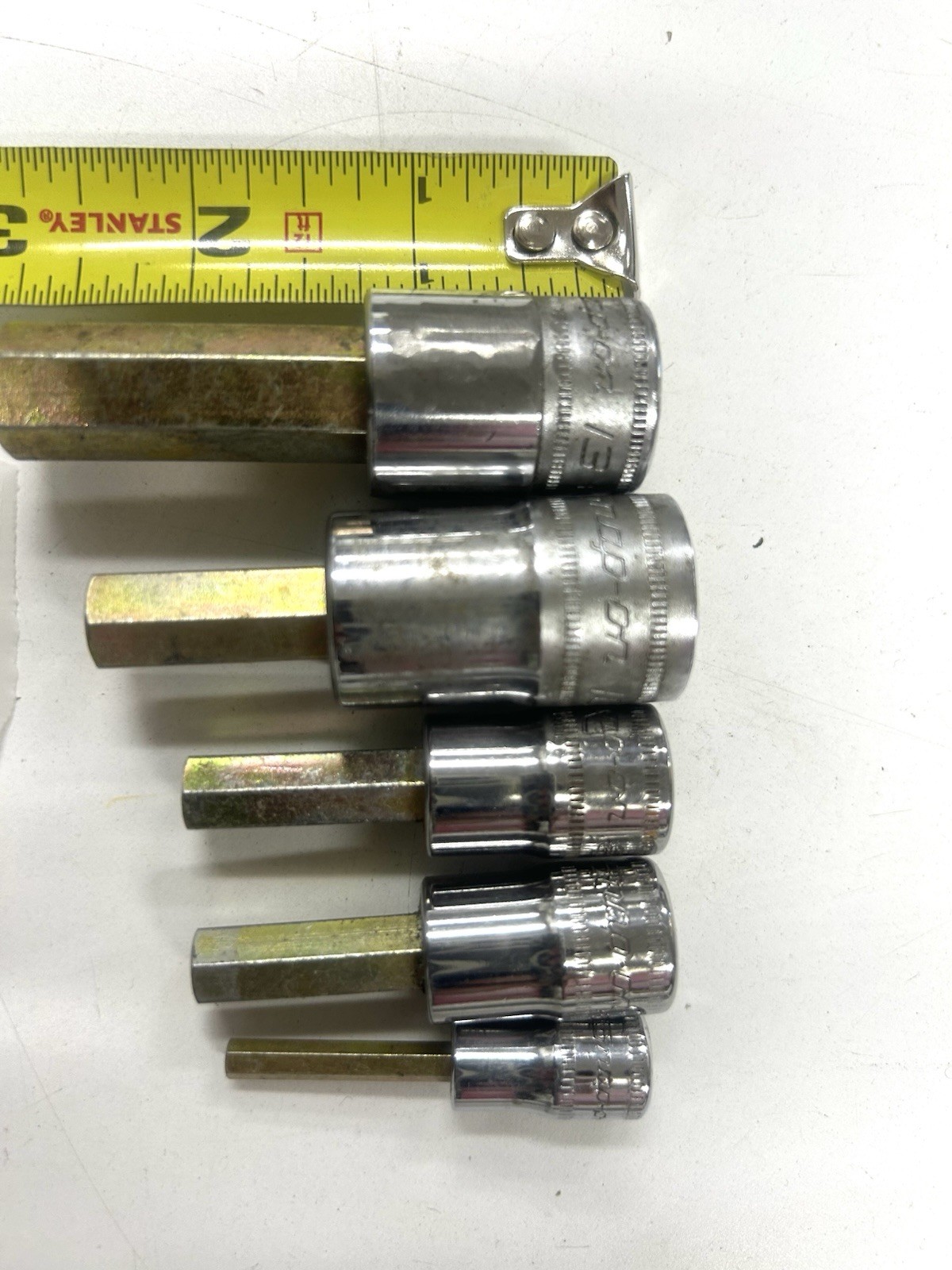 B-0013 Snap-on SAE Hex Allen Bit Socket Set 3/8” & 1/2” Drive 5-Piece USA