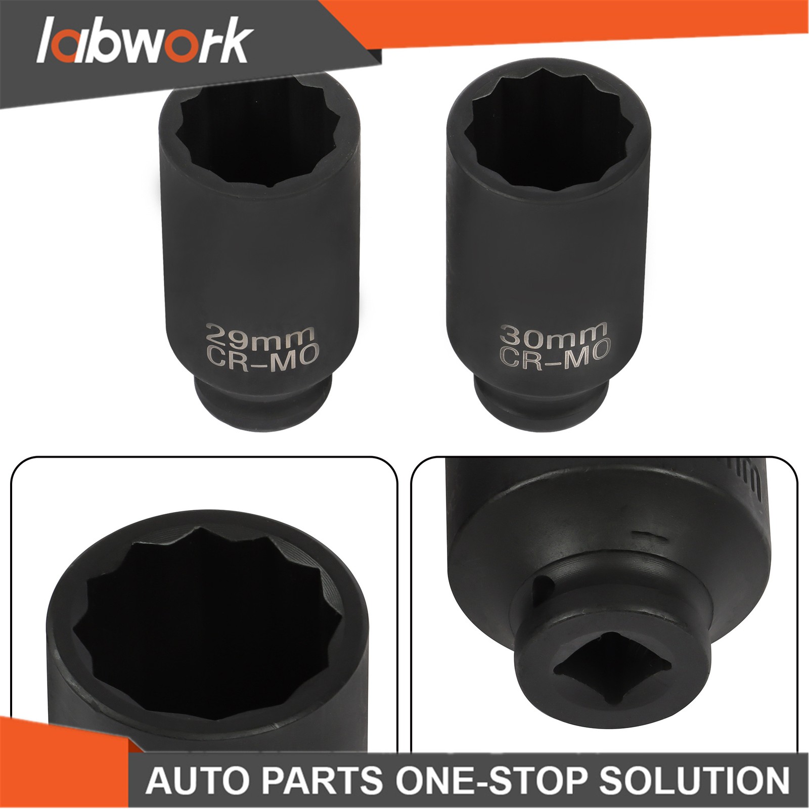Labwork 8PCS 1/2″ Drive Deep Spindle Axle Nut Impact Socket Set 29-39mm 12 Point