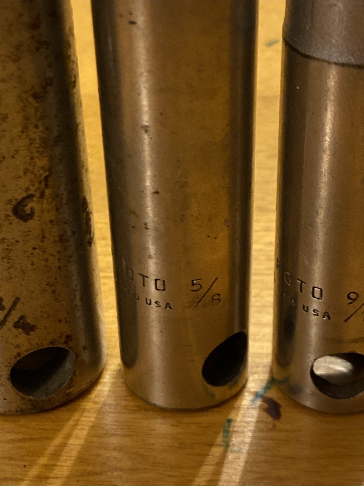 LOT OF 4 PROTO 1/2” DRIVE DEEP SOCKETS 9/16, 5/8, 3/4, 1