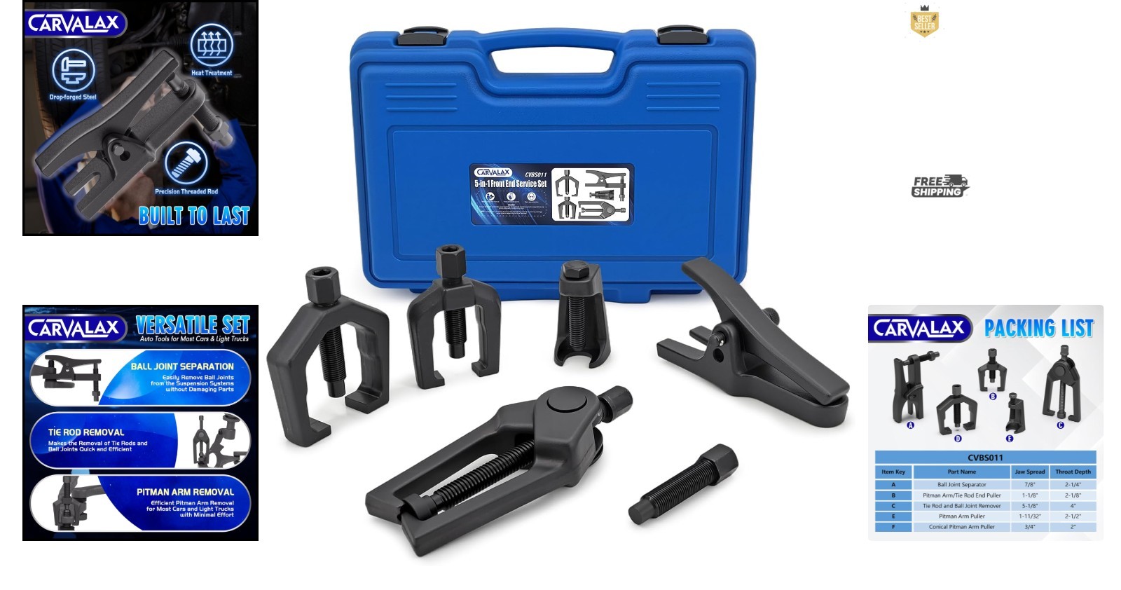 5-in-1 Front End Service Tool Kit for Automotive Repairs – Black Oxidized