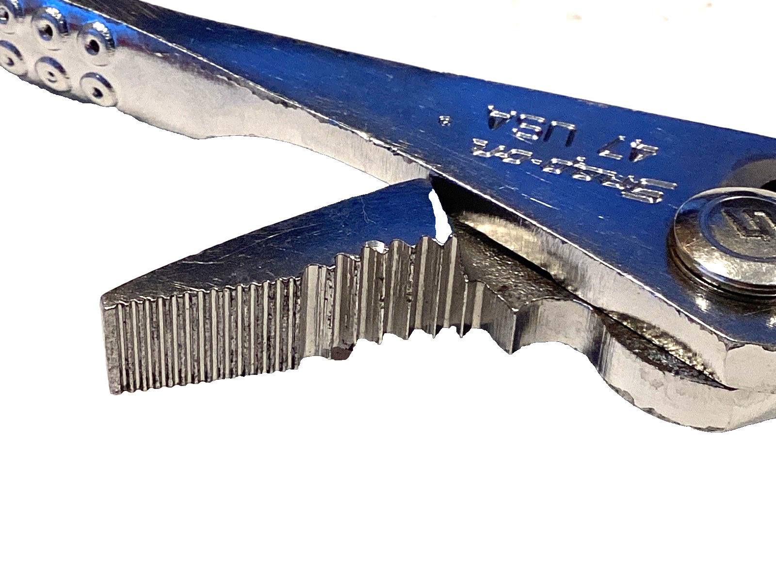 Snap on USA Model 47 Vacuum Grip 8” Long Chrome Slip Joint Pliers With Cutters