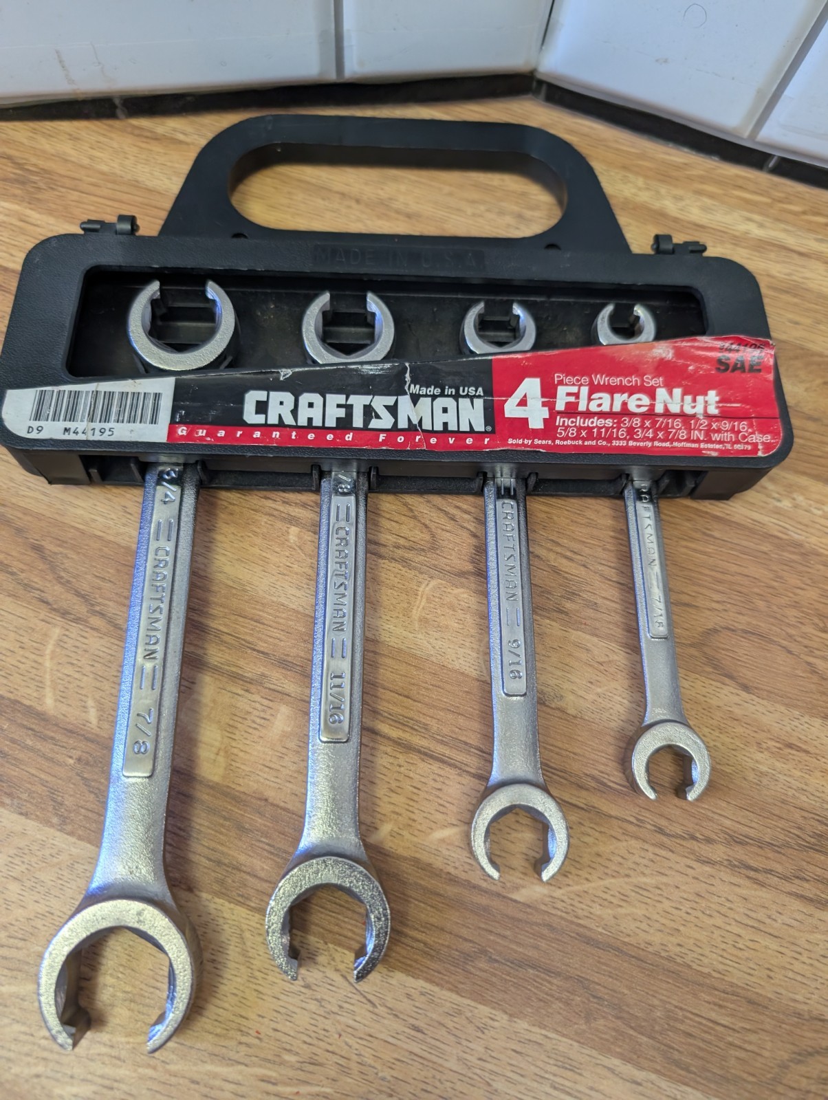 VINTAGE CRAFTSMAN 44195 4pc SAE FLARE NUT LINE WRENCH SET with CASE – VGC USA