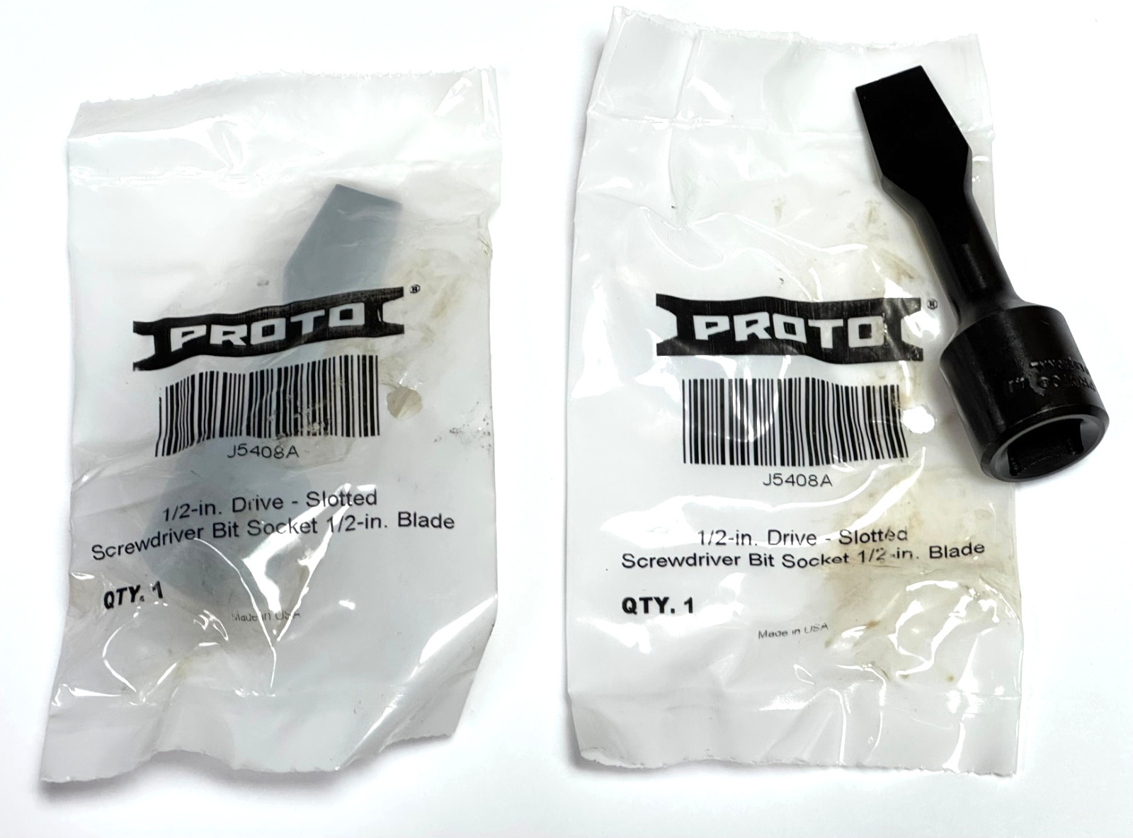 NEW 2-Pack PROTO J5408A Slotted Screwdriver Bit Socket 1/2″ Drive Factory Sealed
