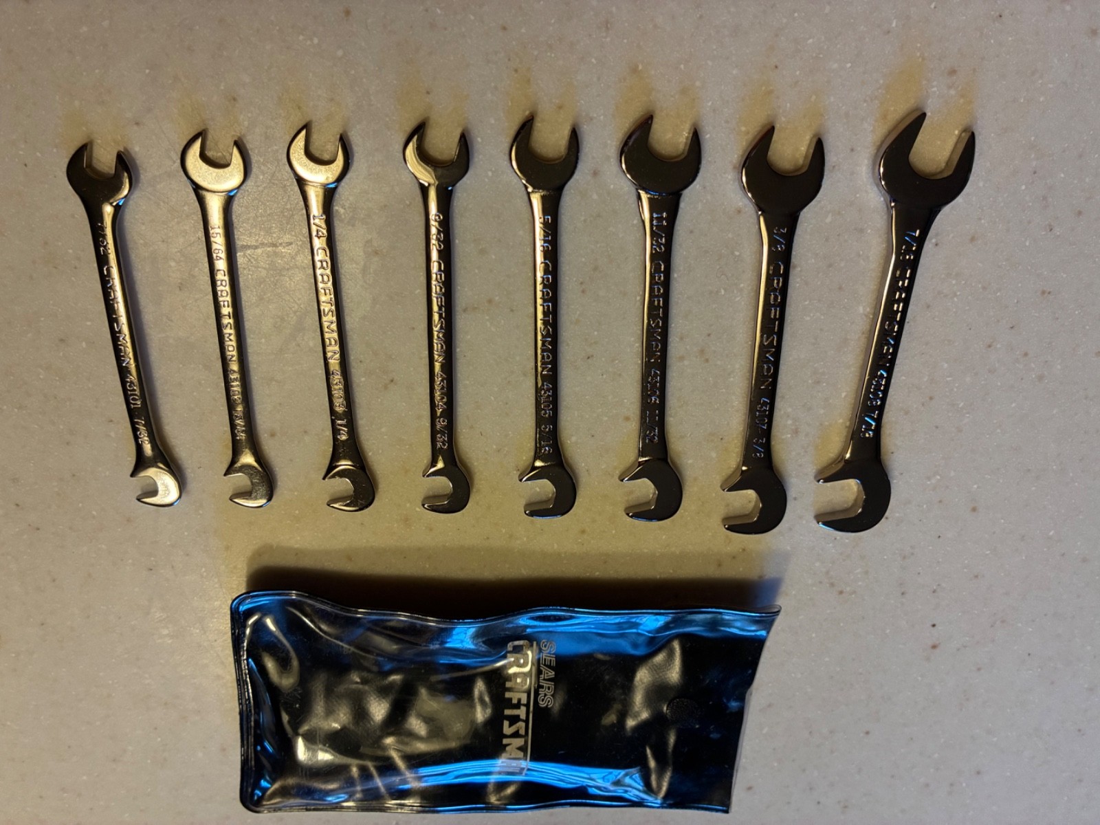 Sears Craftsman USA nos 8 Pc Double Open End Ignition Wrench Set SAE #4306